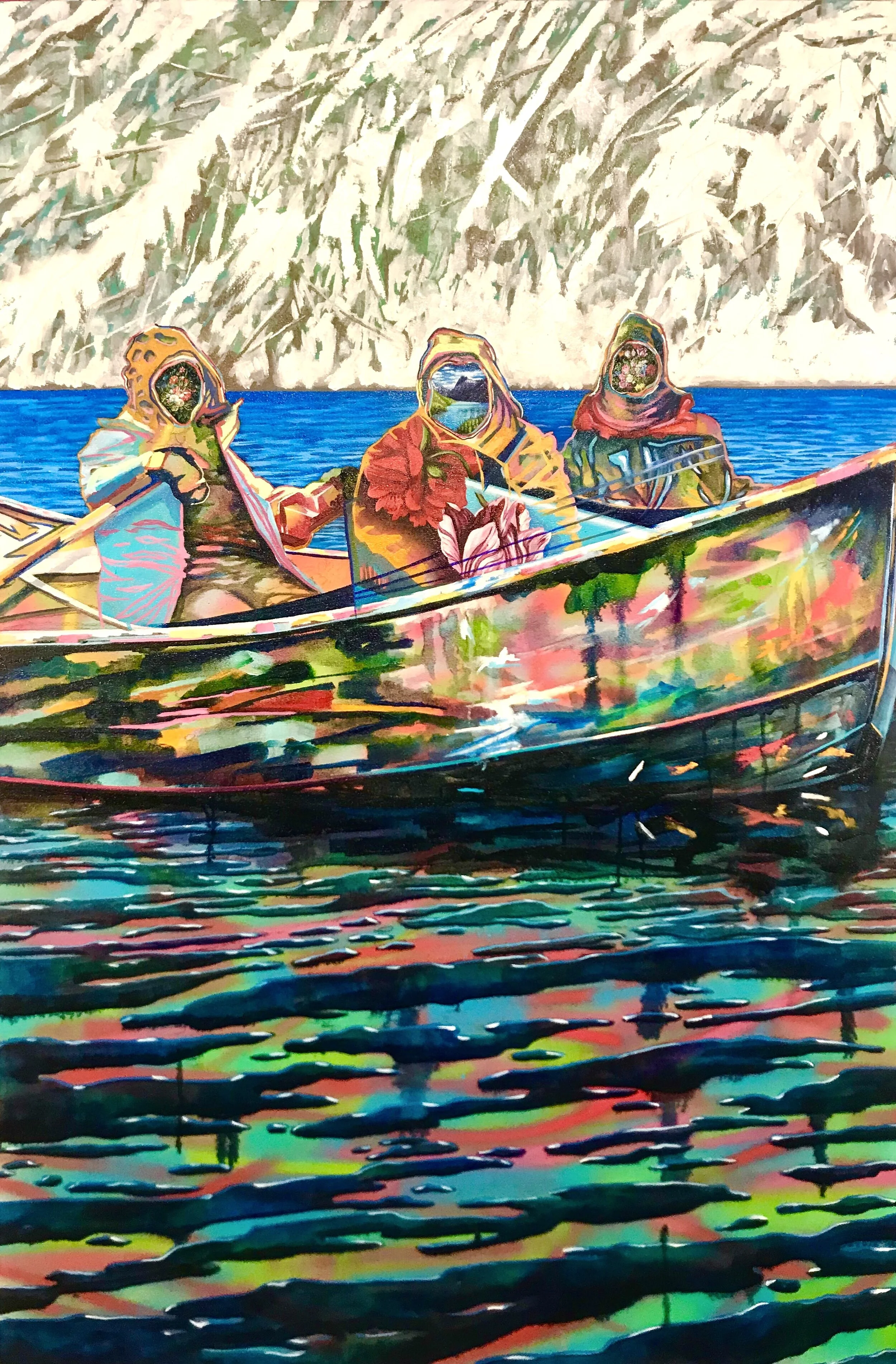 Vessels | oil, aerosol, charcoal on canvas | 54 x 36 in.