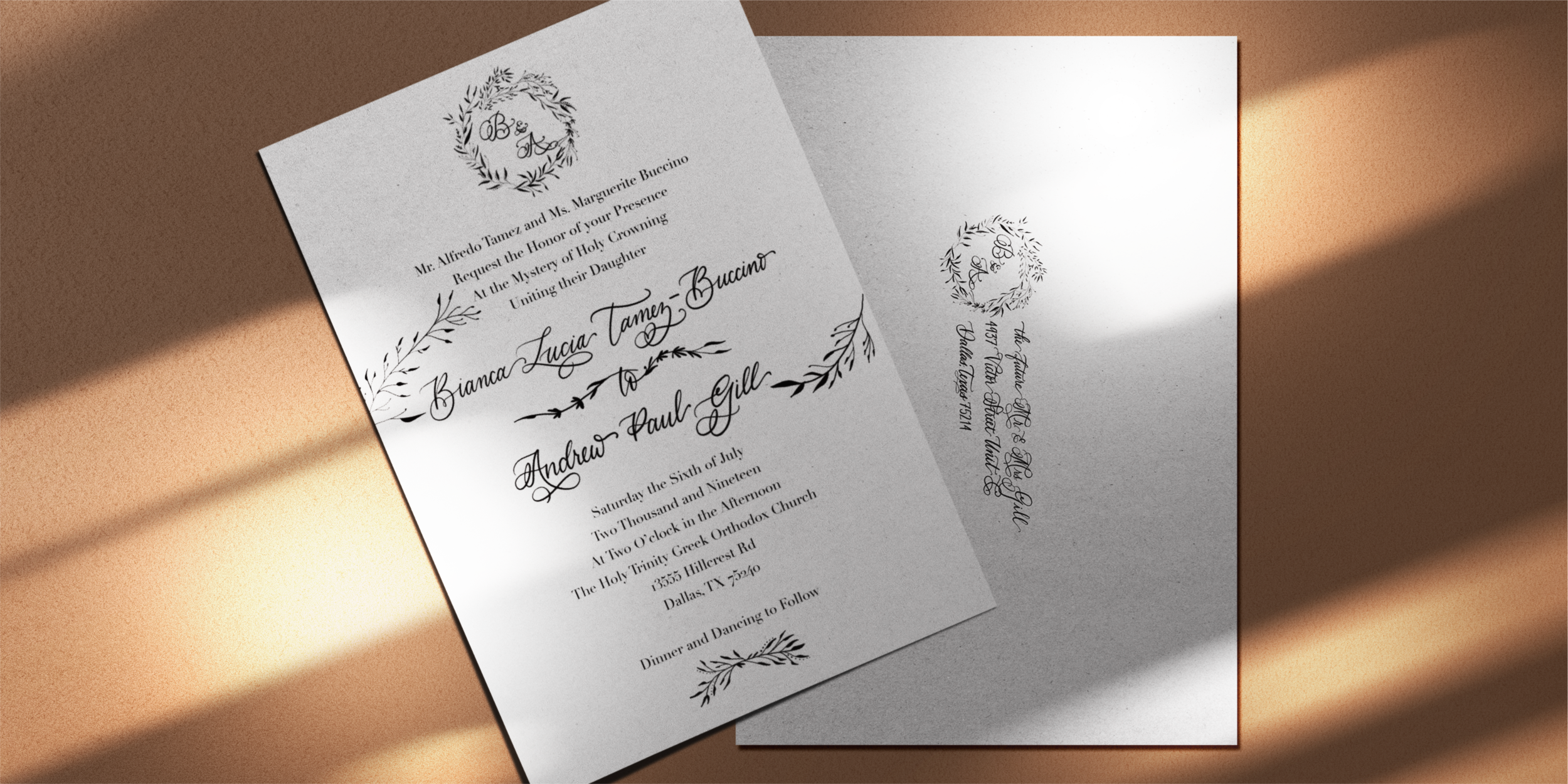 Wedding Invitation with Modern Calligraphy