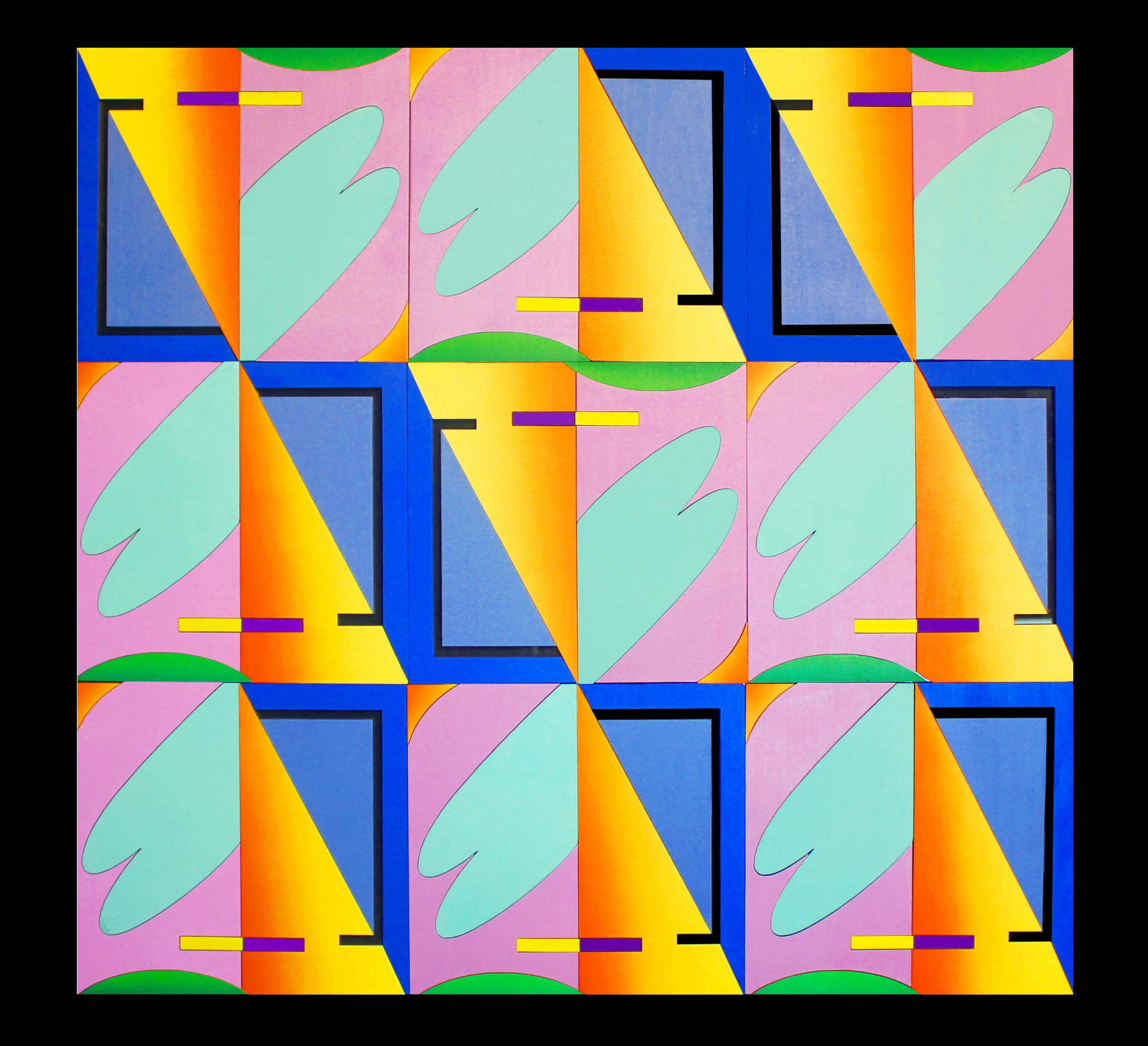 Windows #1 (series) - 30x30" oil painted, assembled laser cut wood, on plexiglass