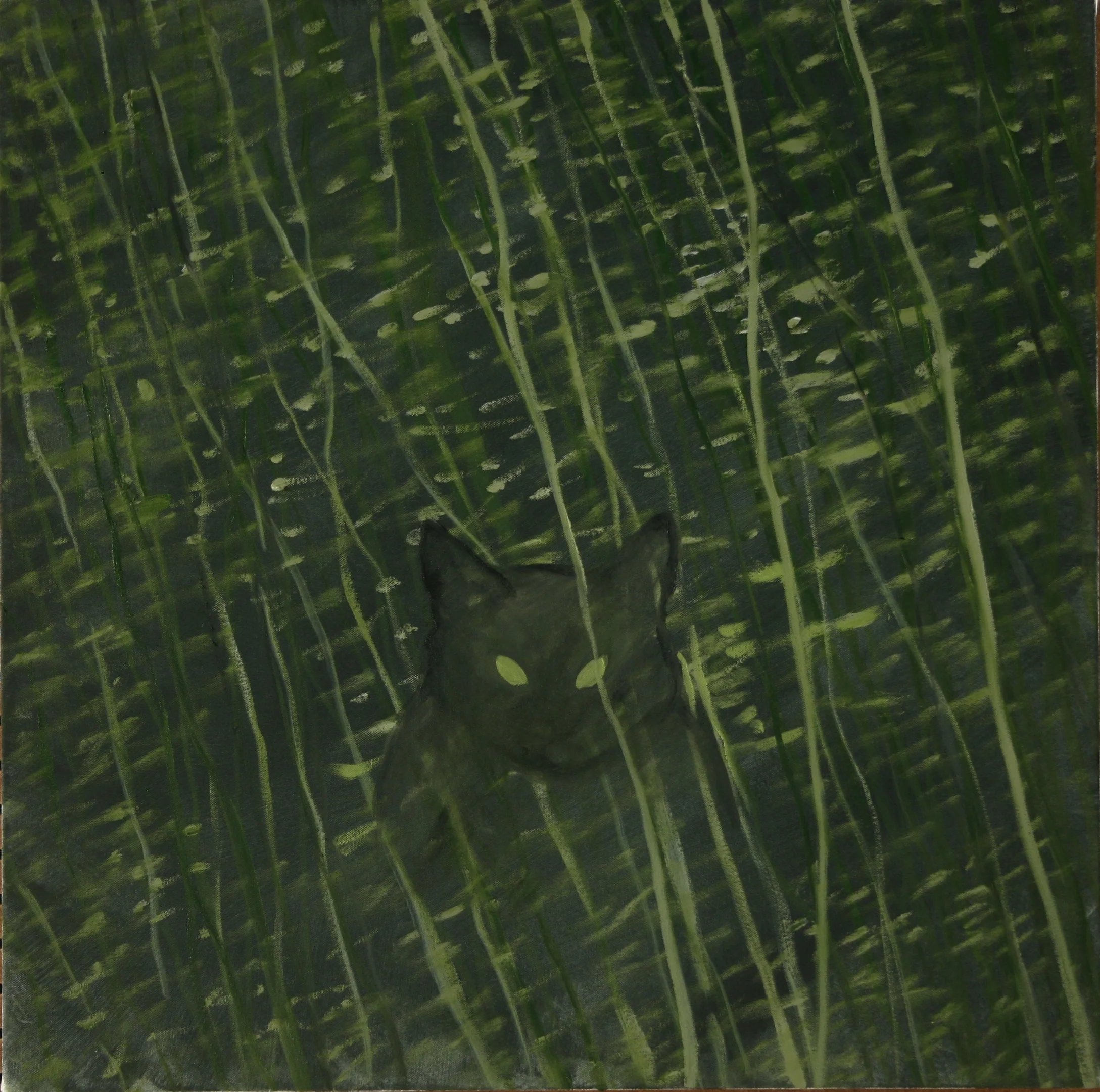Phoebe in the Weeds, 24"x24", oil on canvas