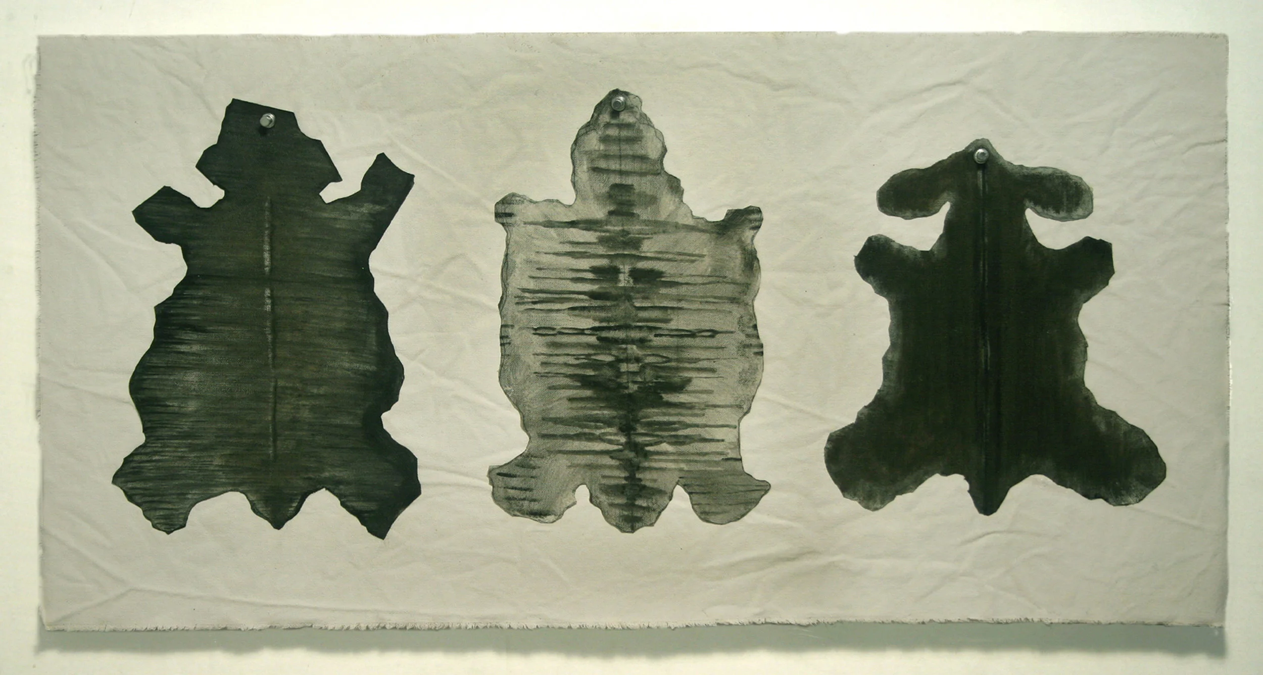 Animal Representation #2, oil and graphite on canvas cutouts mounted on canvas, 15" x 30"