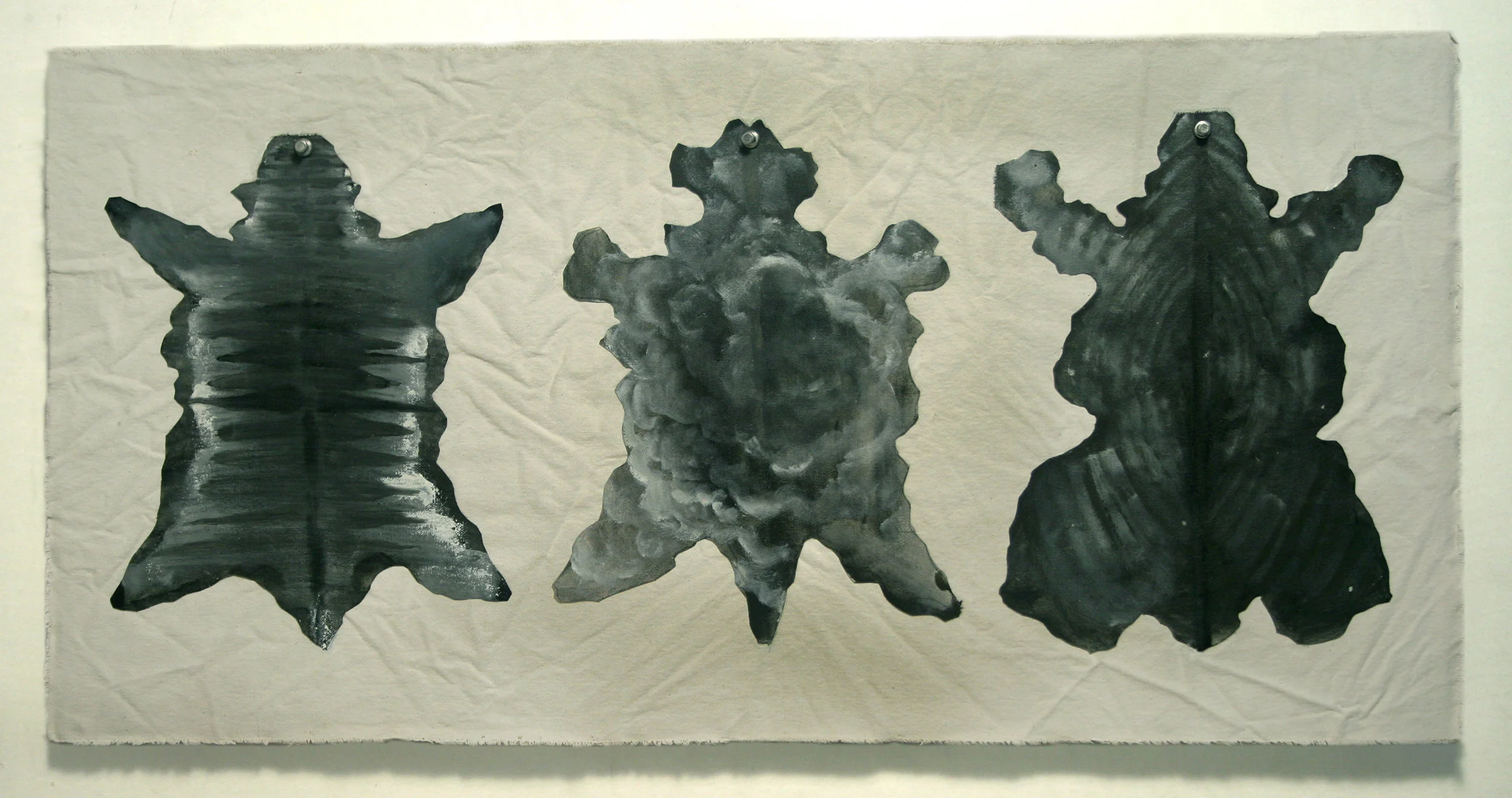 Animal Representation #4, oil and graphite on canvas cutouts mounted on canvas, 15" x 30"