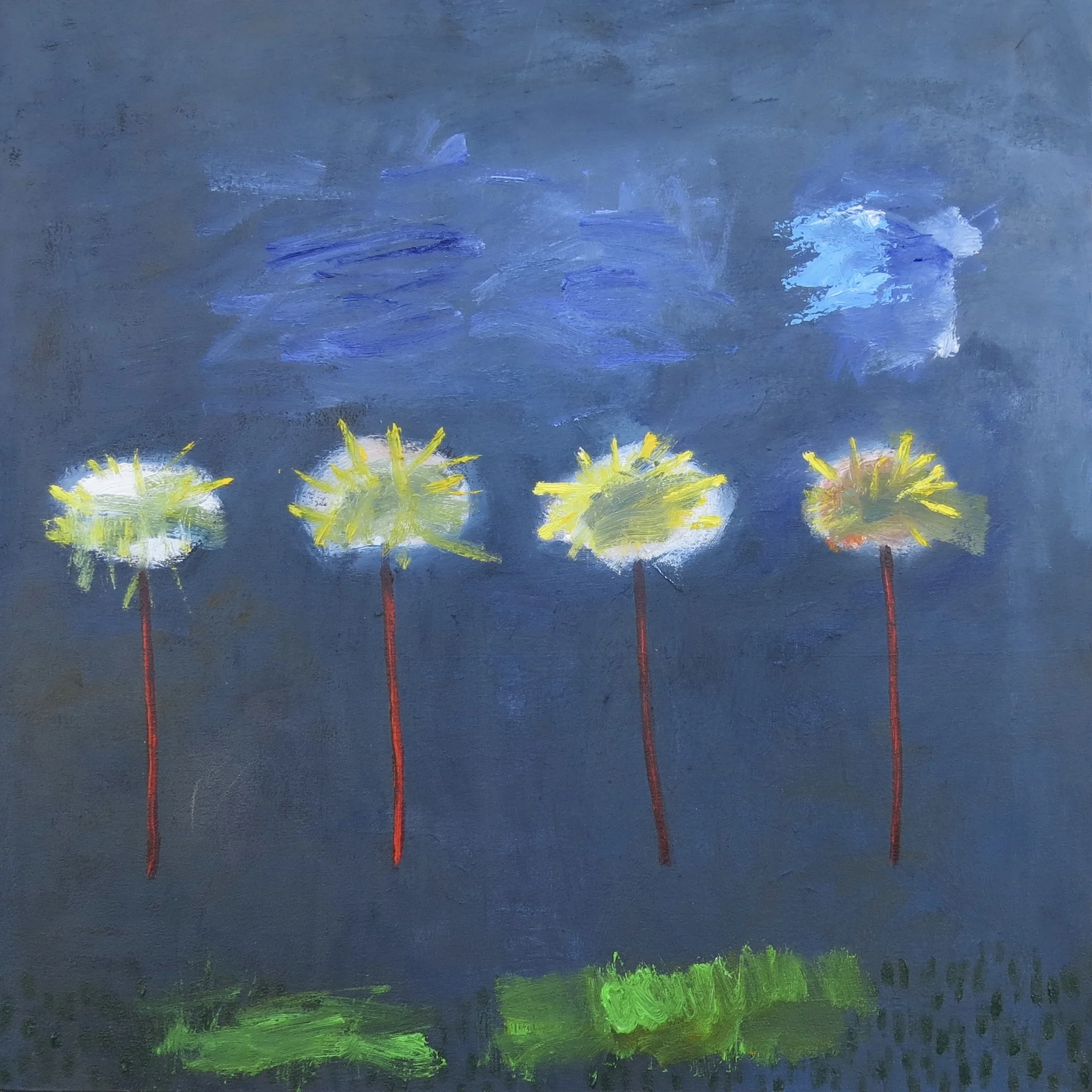 Sky, Flowers, Grass, 24"x24", oil on canvas