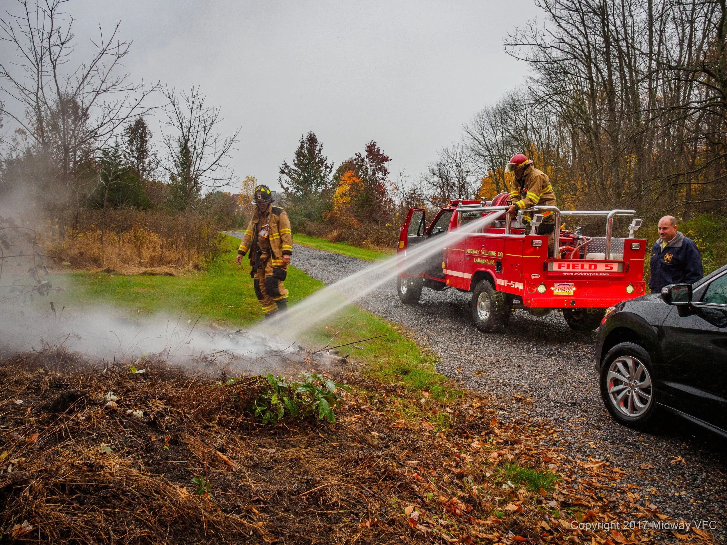 2017.11.07 at 3:42PM Midway Volunteer Fire Company responded to the report of a brush fire on Pineville Road. The team quickly put out the fire. No additional property was damaged. There were no injuries to first responders.