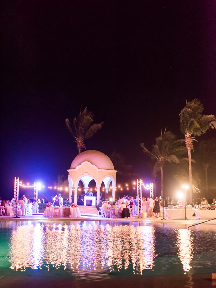 A poolside wedding reception was the perfect ending to their destination wedding for this fun couple!