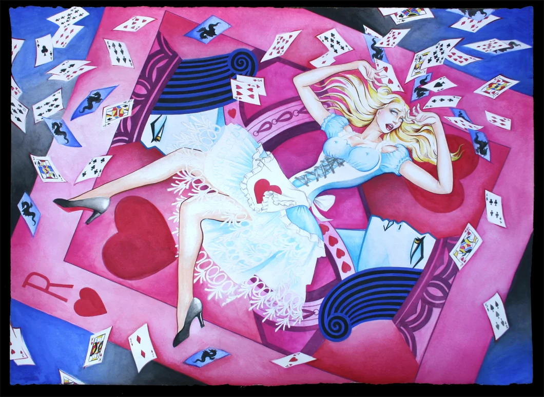 ALICIA IN WONDERLAND, watercolor on paper, 22" x 30"