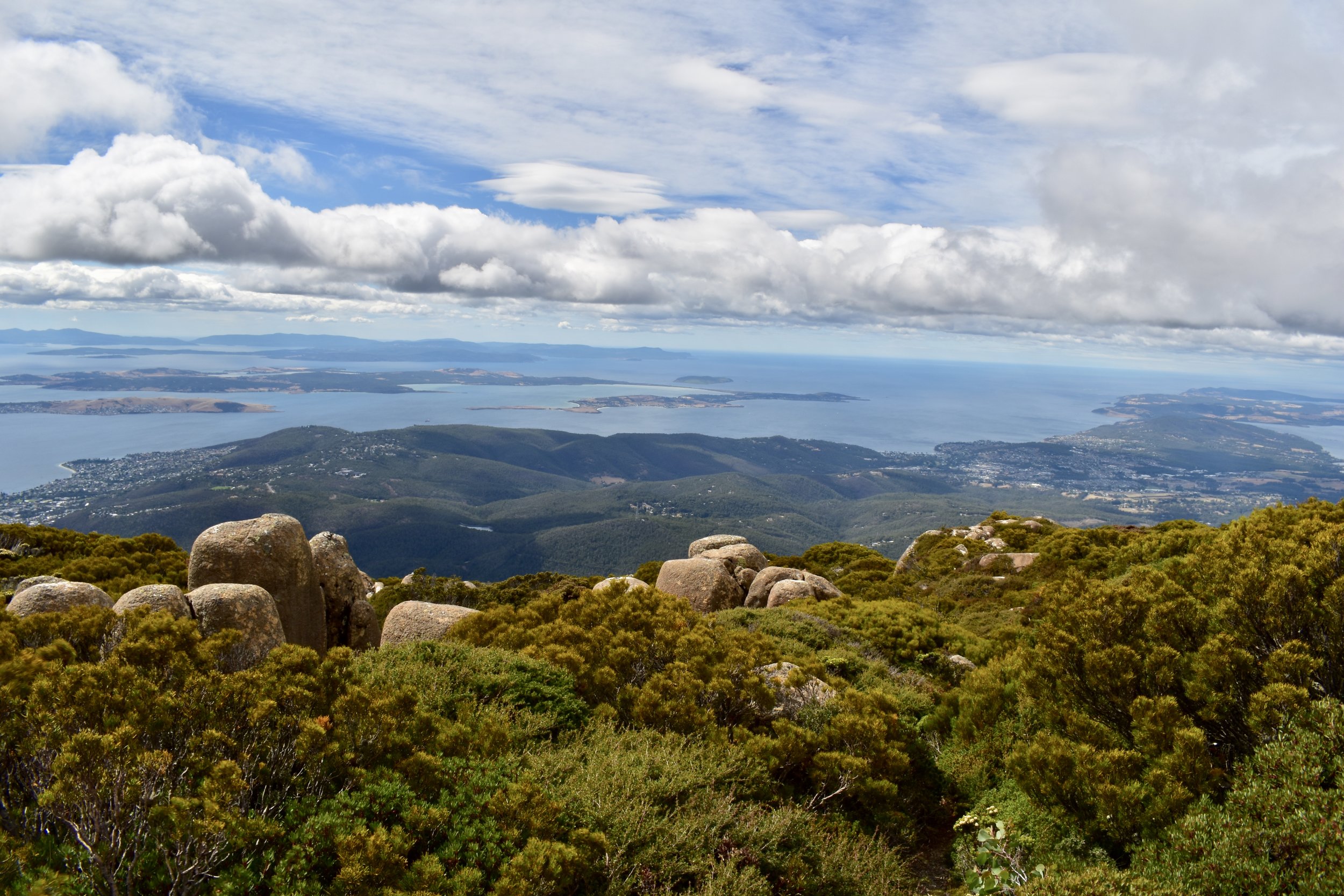 View over Hobart from the top of Mount Wellington