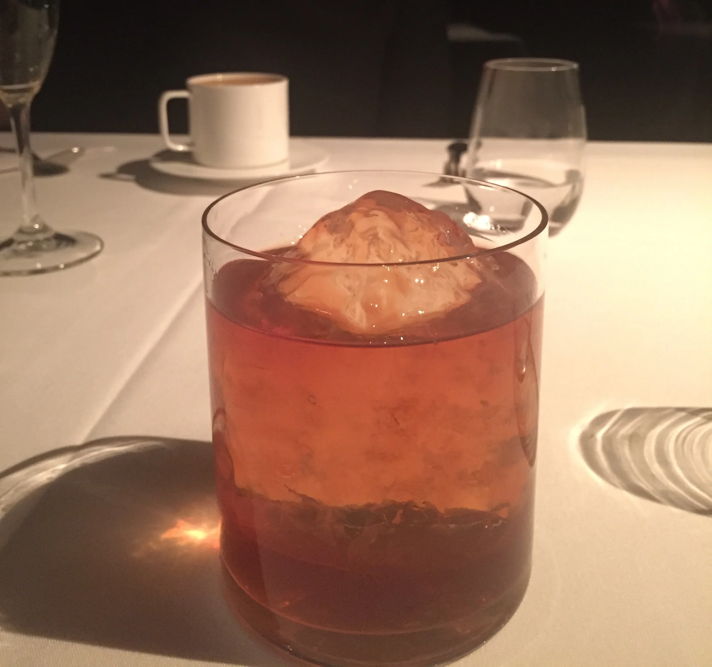 David was so in love with this drink and its ice cube.