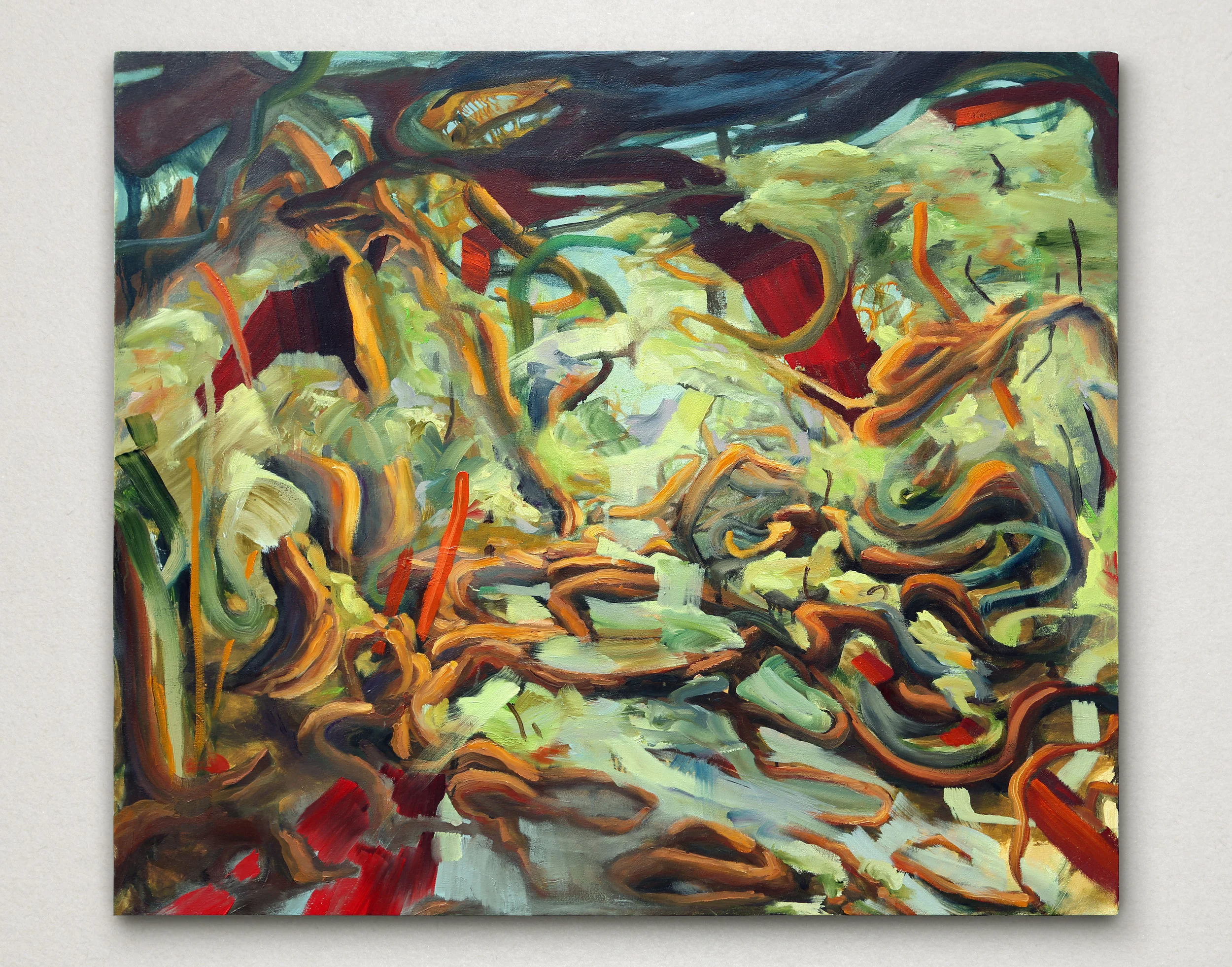 Snake City 37”x43”, Oil on canvas