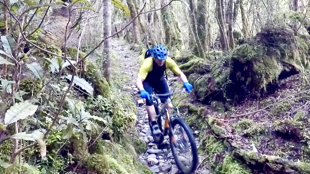 descending Croesus track through boulder gardens of baby head sized rocks. 