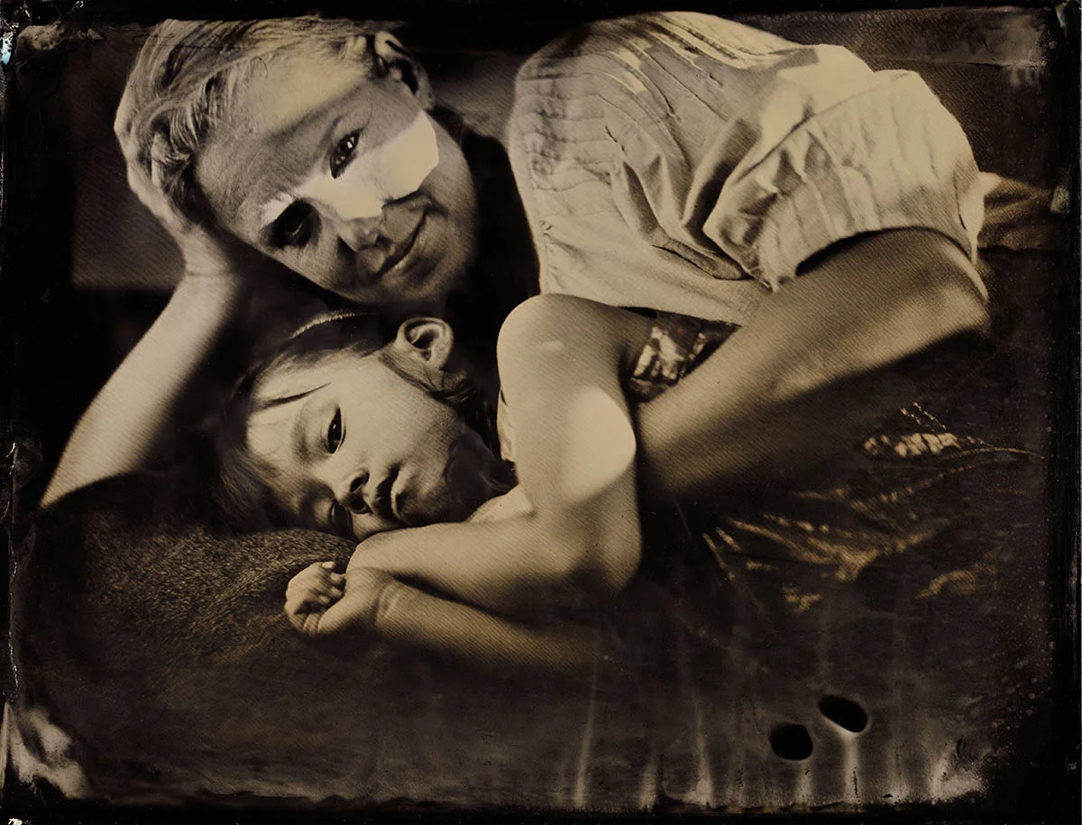 mother and child, full plate tintype