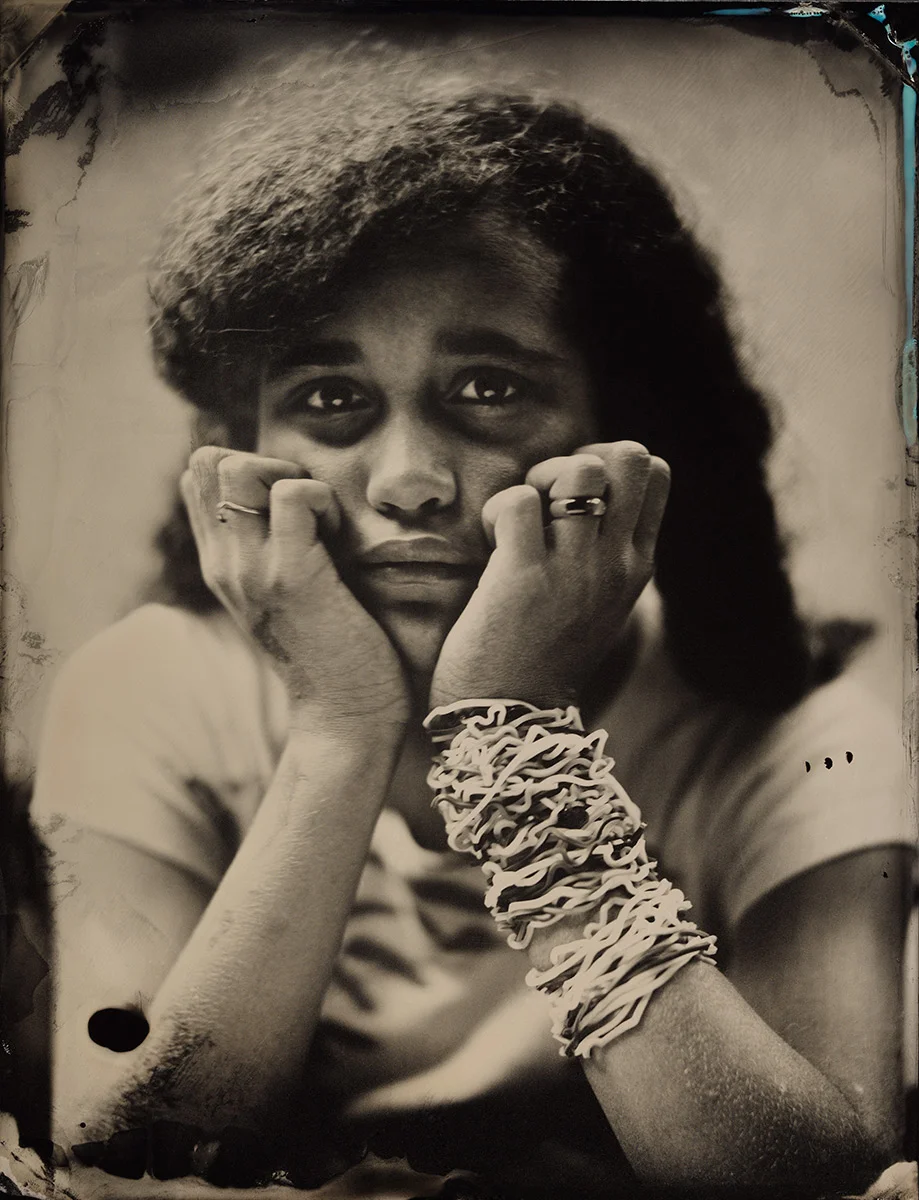 young girl, full plate tintype