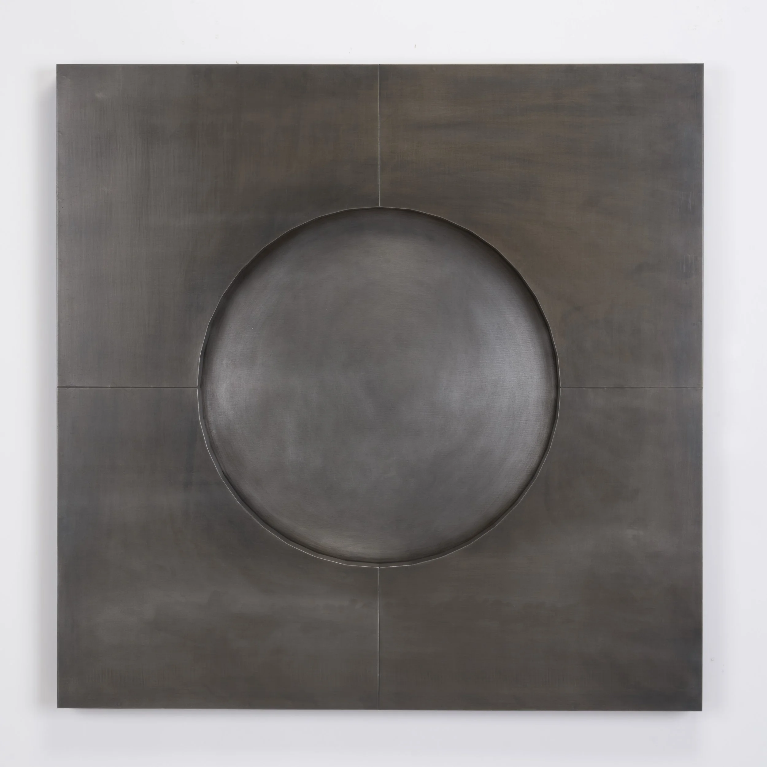 Untitled, blackened steel, stainless, 32 x 32 x 2”, 2024 