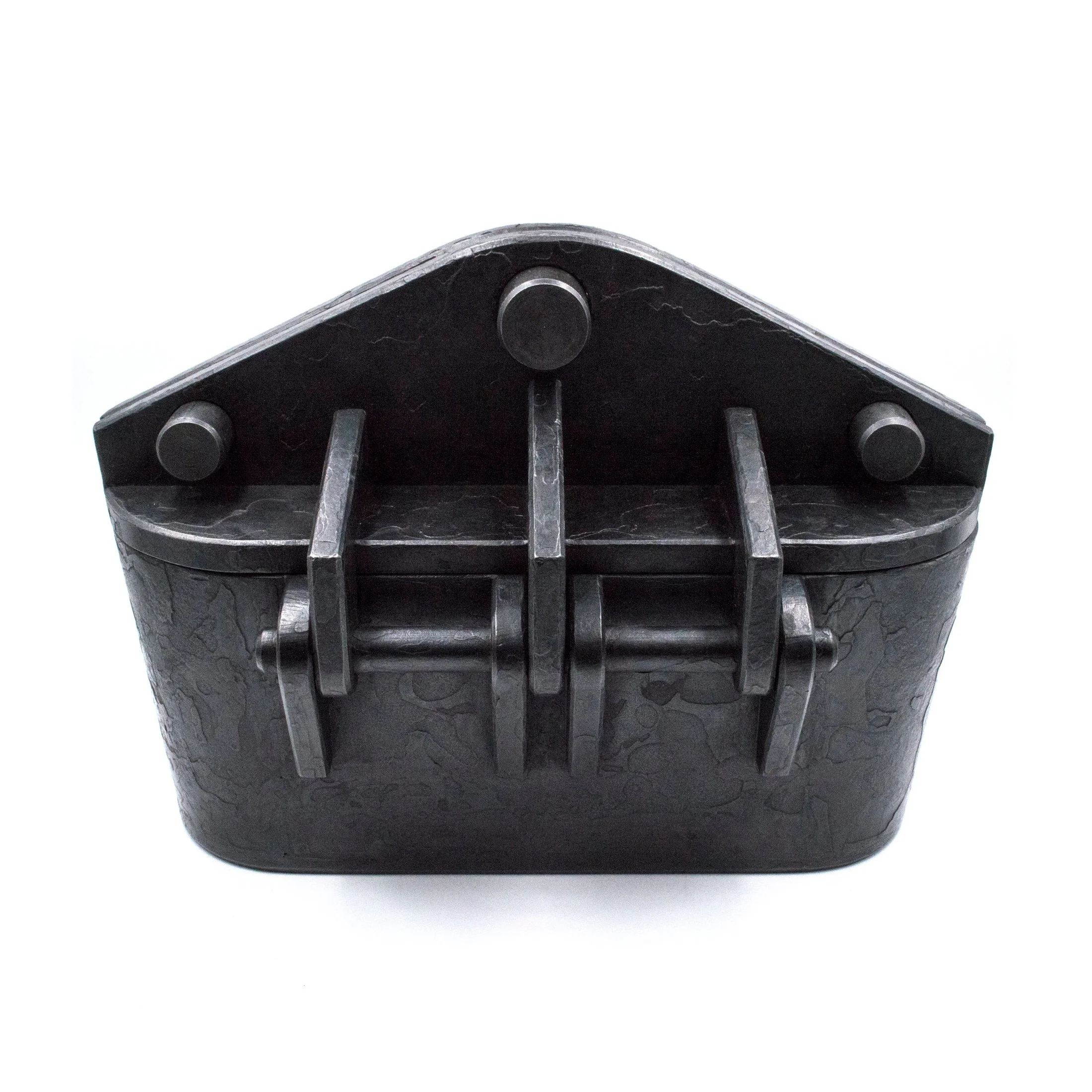 Ribbed Container blackened salvaged steel 9 x 10 x 6 in 2017