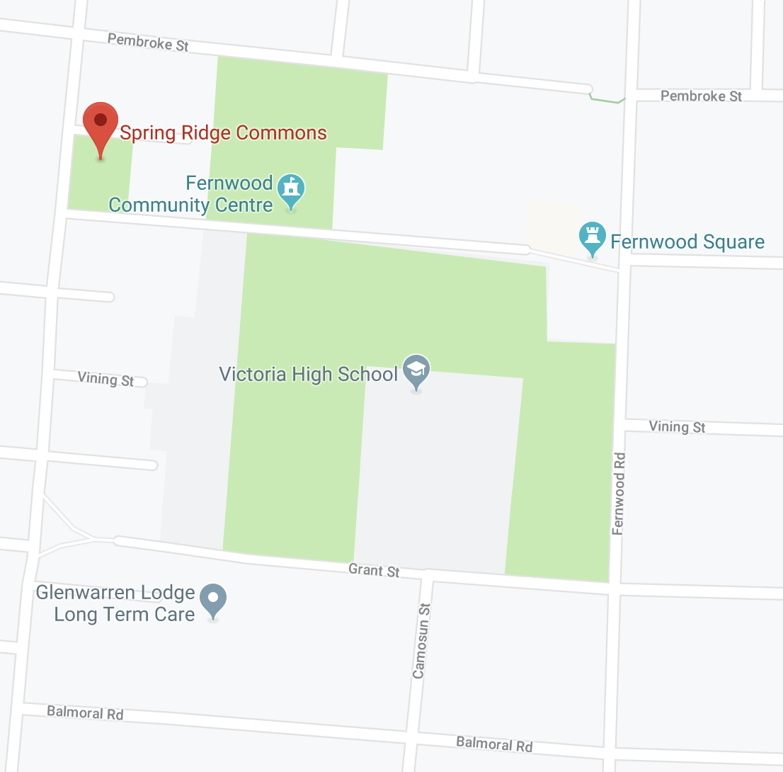  Location of Spring Ridge Commons and Vic High. Image source:  Google Maps . 