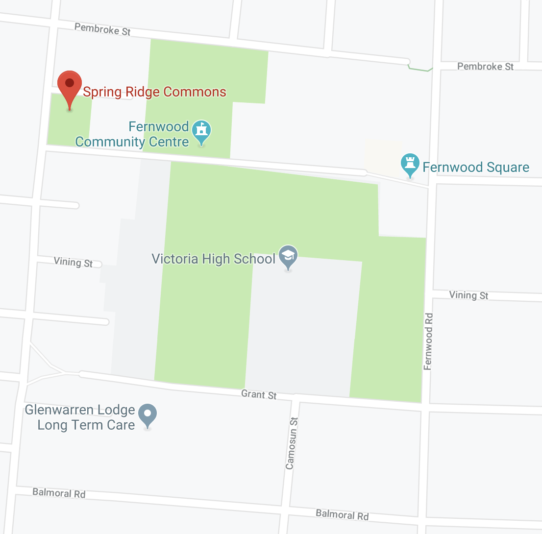 Location of Spring Ridge Commons and Vic High. Image source: Google Maps .