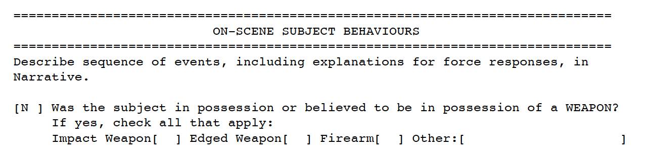   VicPD’s use of force report says the person they hit did not have a weapon.  