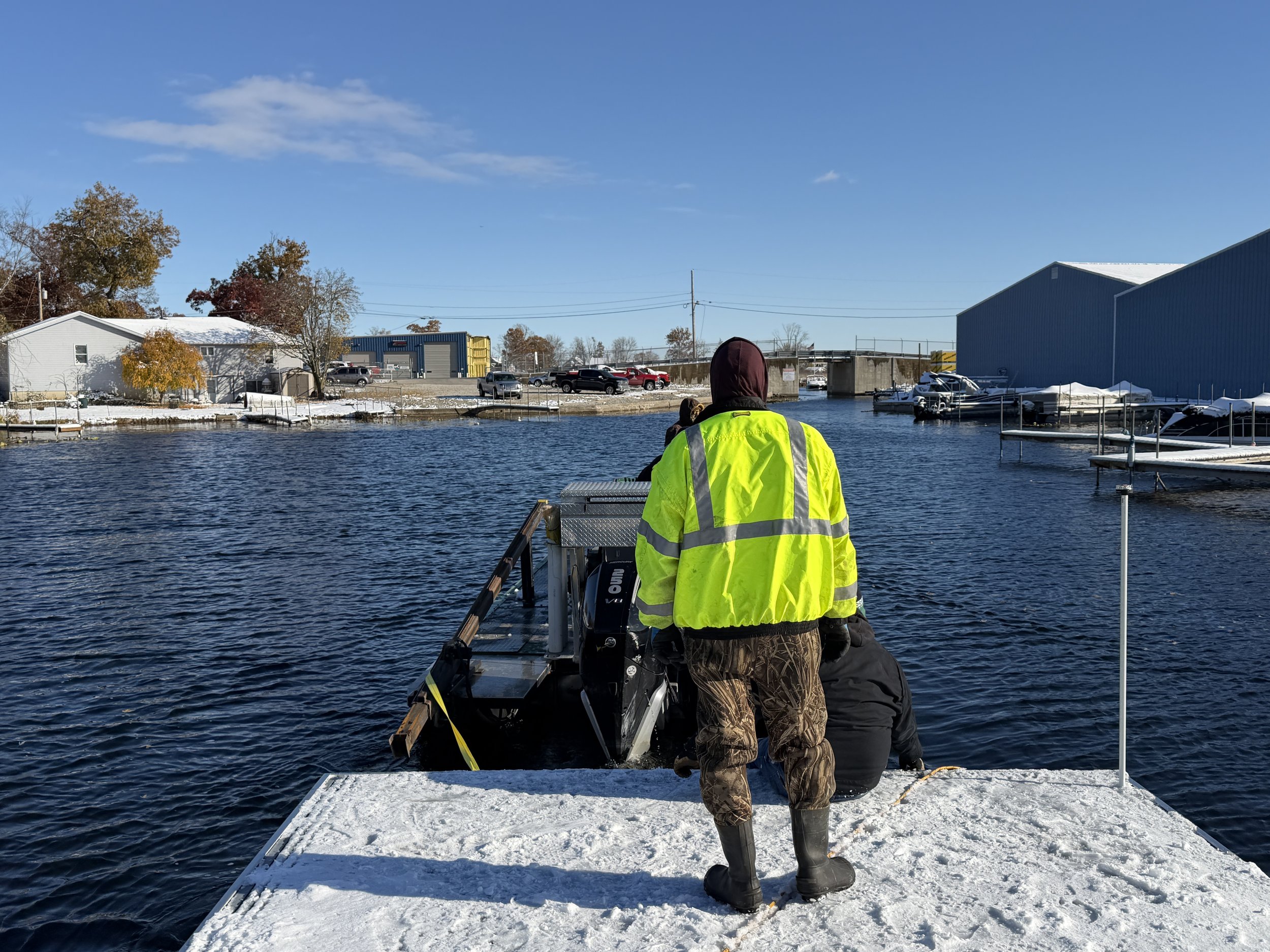 Moving of the barges from Main Channel Marina