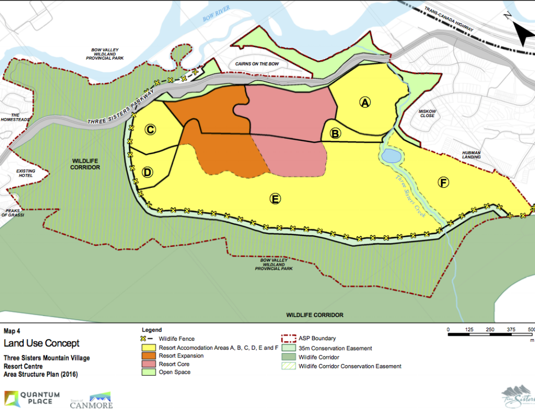 The "X"s on this map, which comes from the Resort Centre ASP Amendment of November 2016, show a section of the proposed fence.