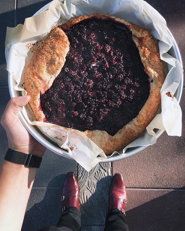 When your realize your oxblood monkstraps match your fresh blackberry galette. #lifeofabaker #summertime