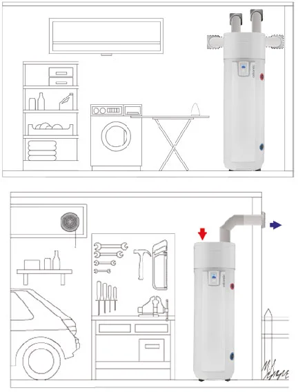 hot water heat pump uses air to heat your water