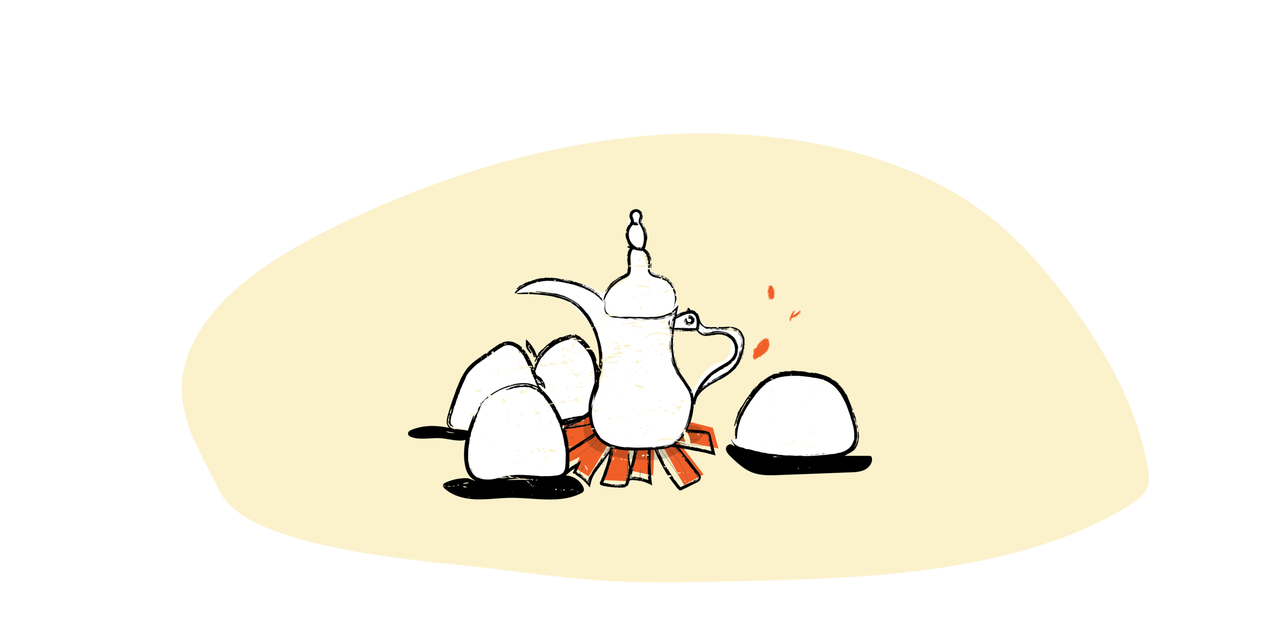 Bedouin, tribe, Yodfat, local history, lower Galilee, local life, Hijerat tribe, Yasser Gadir, Bedouin tradition, culture, saade coffee, finjan, illustration, Haviva Seligson