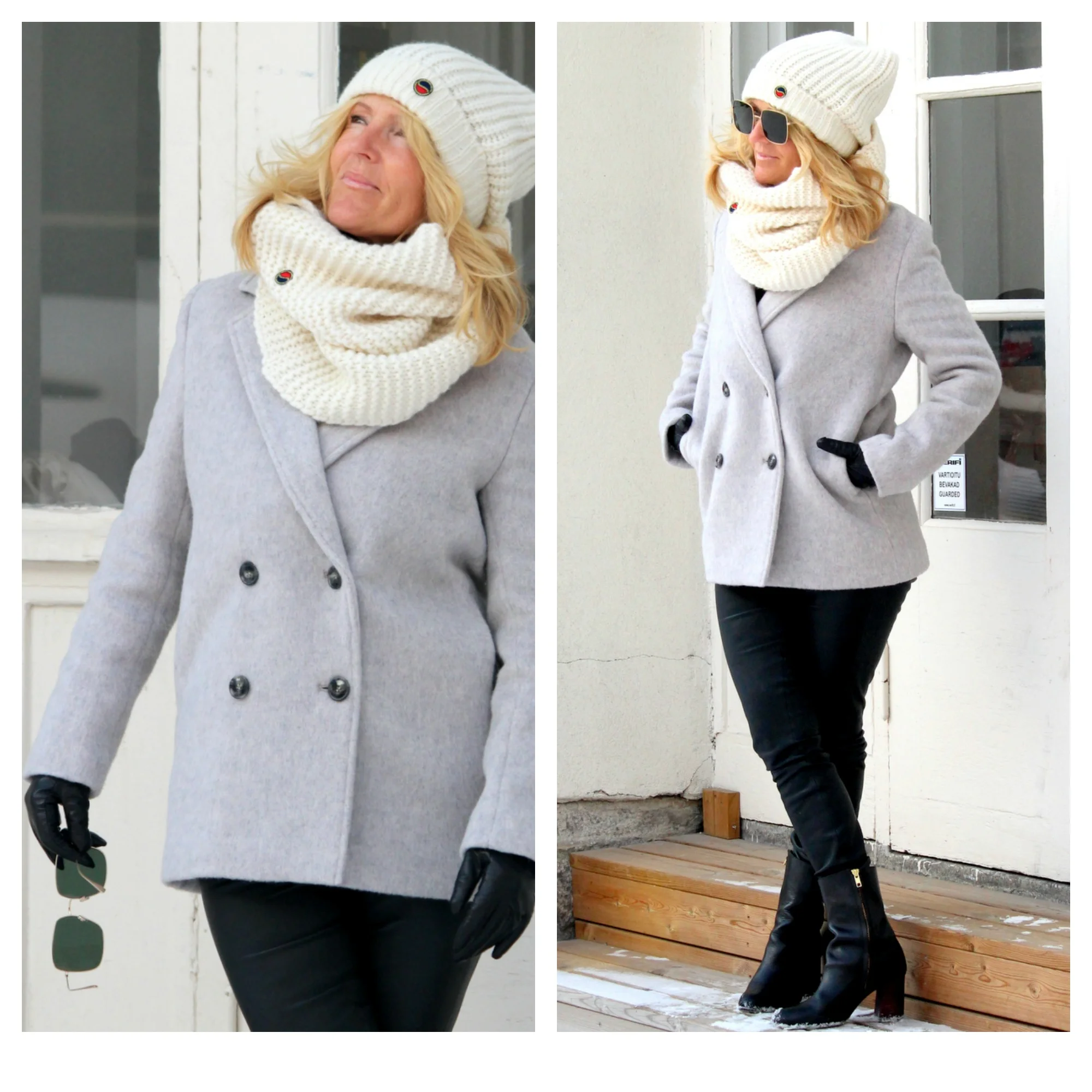 Filippa K jacket -40%, Busnel scarf & beanie -40%, ATP shoes -40% By Malene Birger Leather Pants, Filippa K leather gloves, Dior Sunglasses