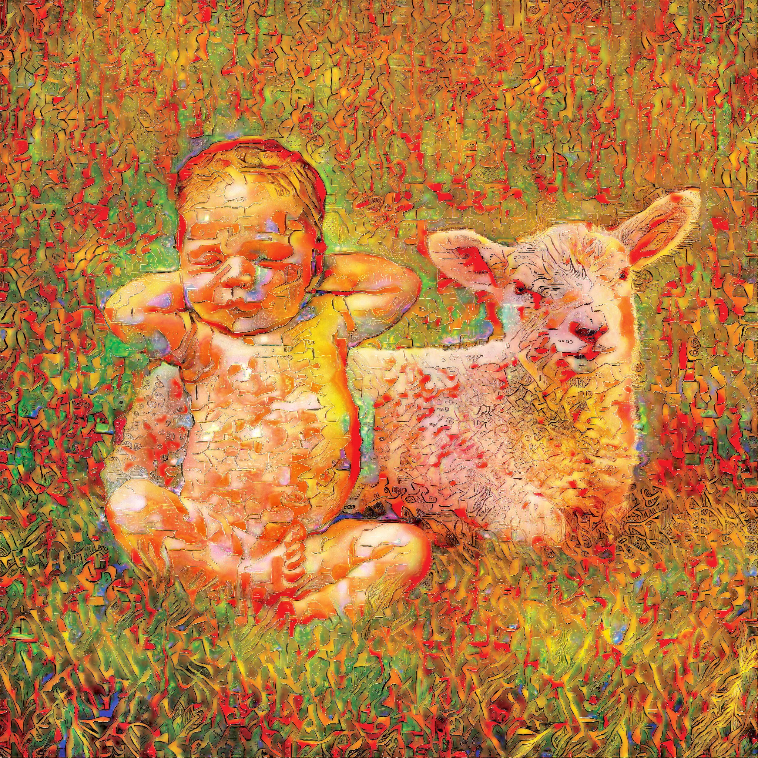 Kid and Lamb in a Field