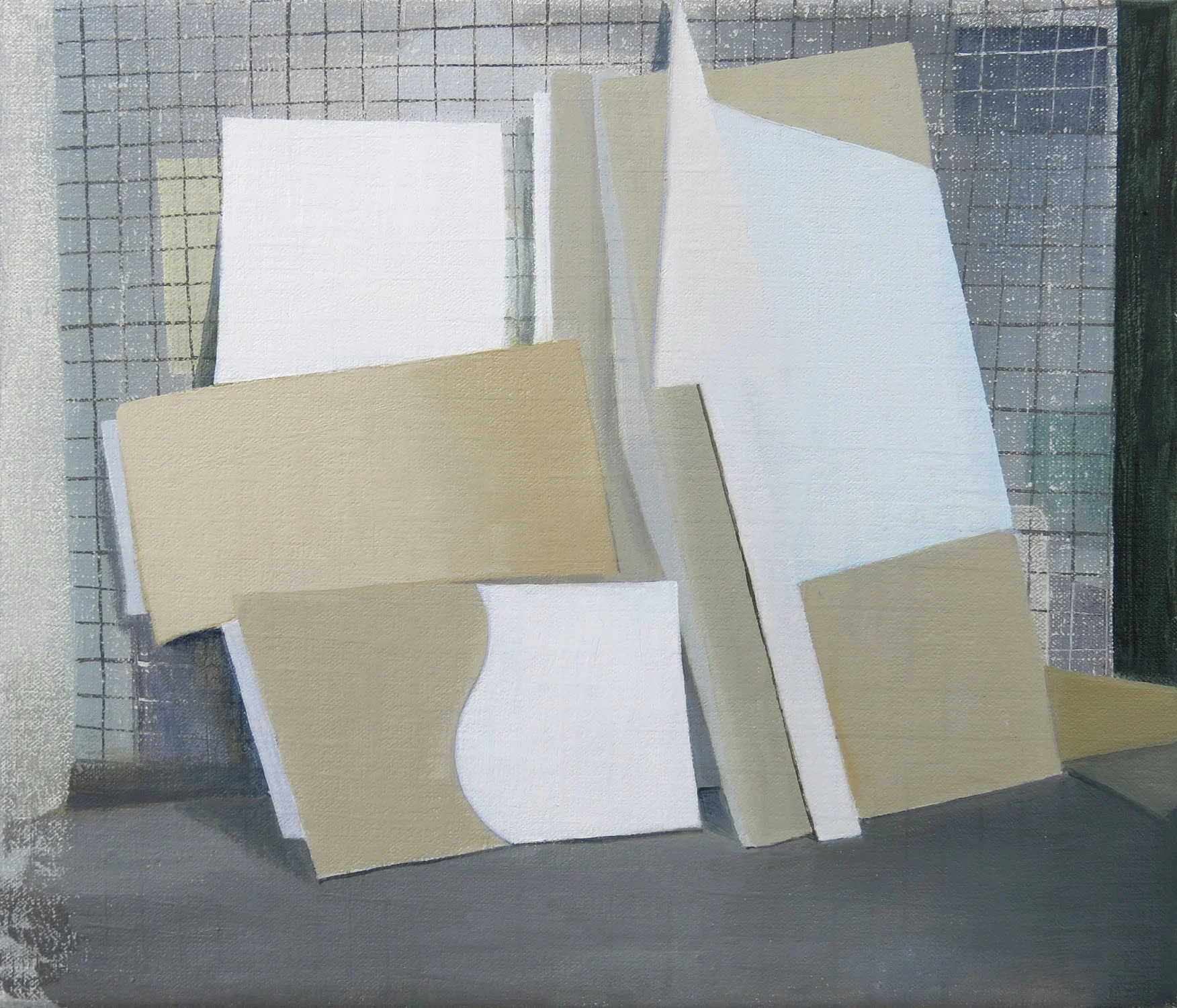 Plasterboard & Mesh 2014, oil on canvas, 25 x 35cm