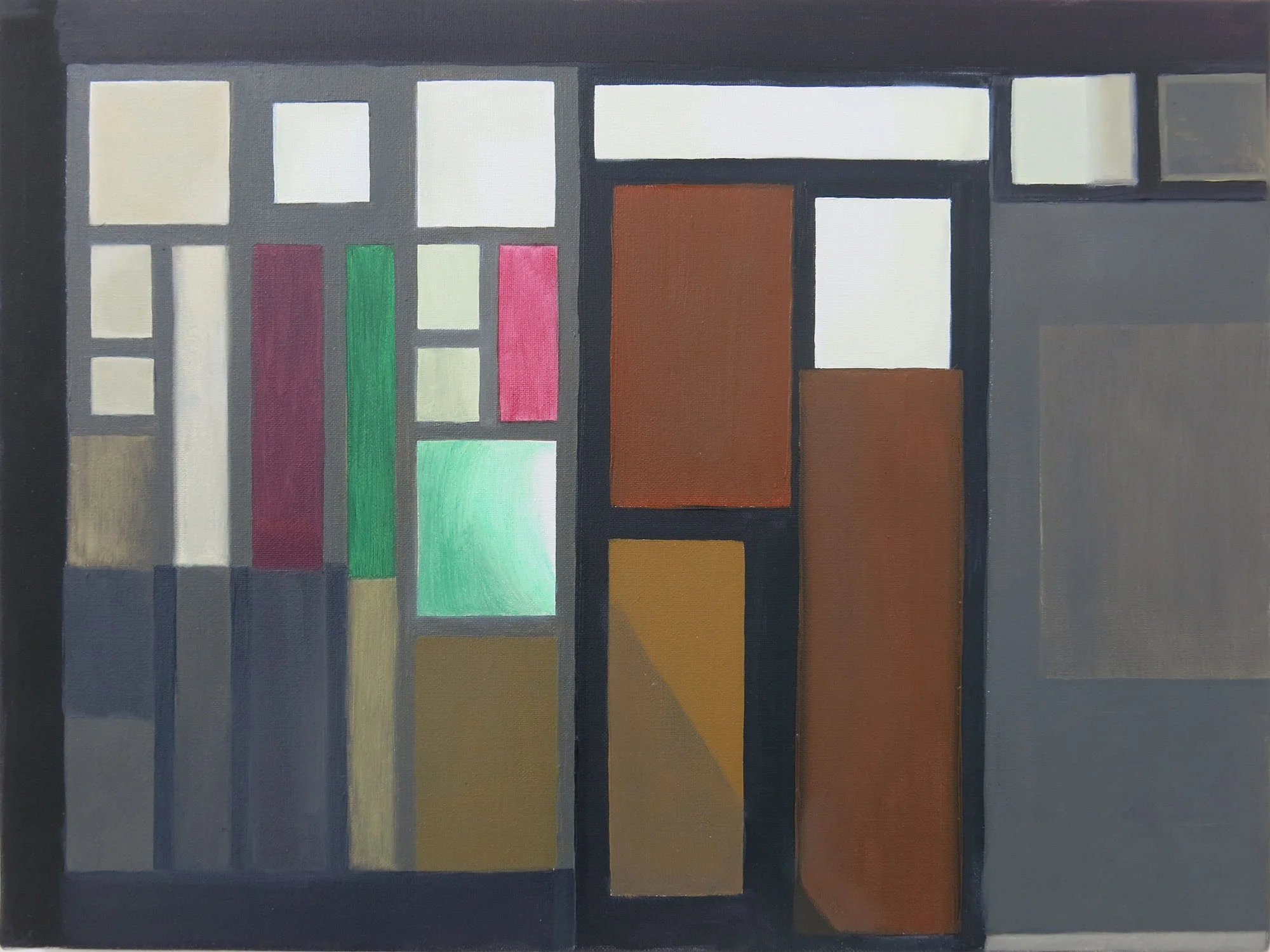 Red & Green Glass 2014, oil on canvas, 35 x 45cm