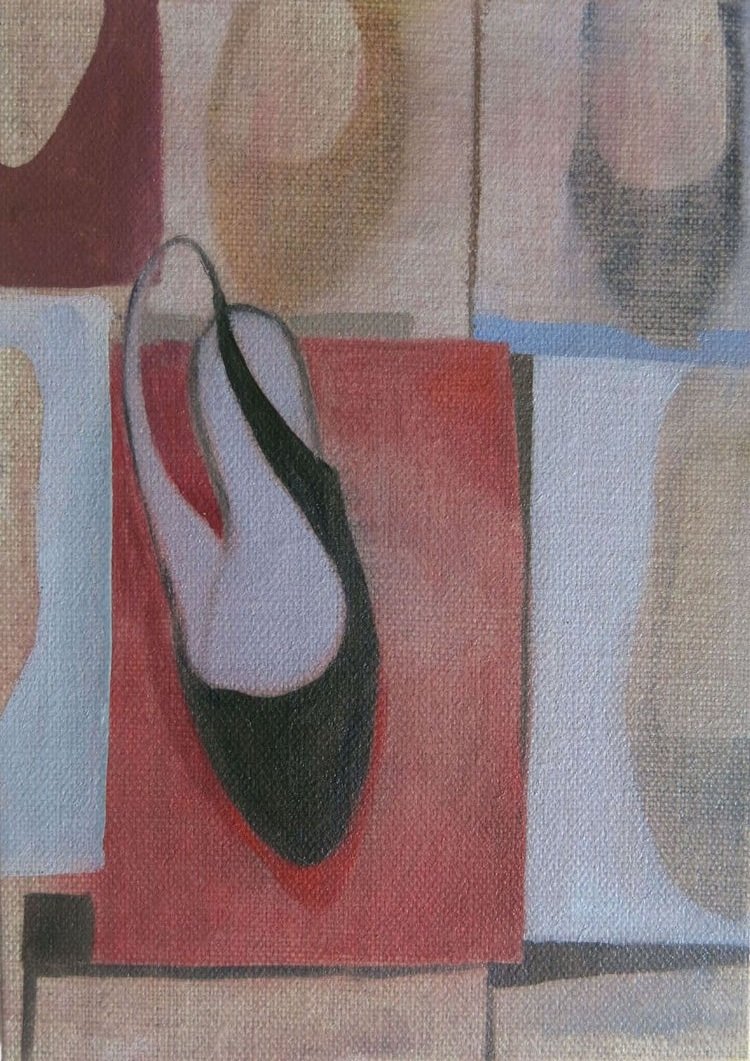   Shoe Stall    2022, oil on canvas board, 21 x 15cm  