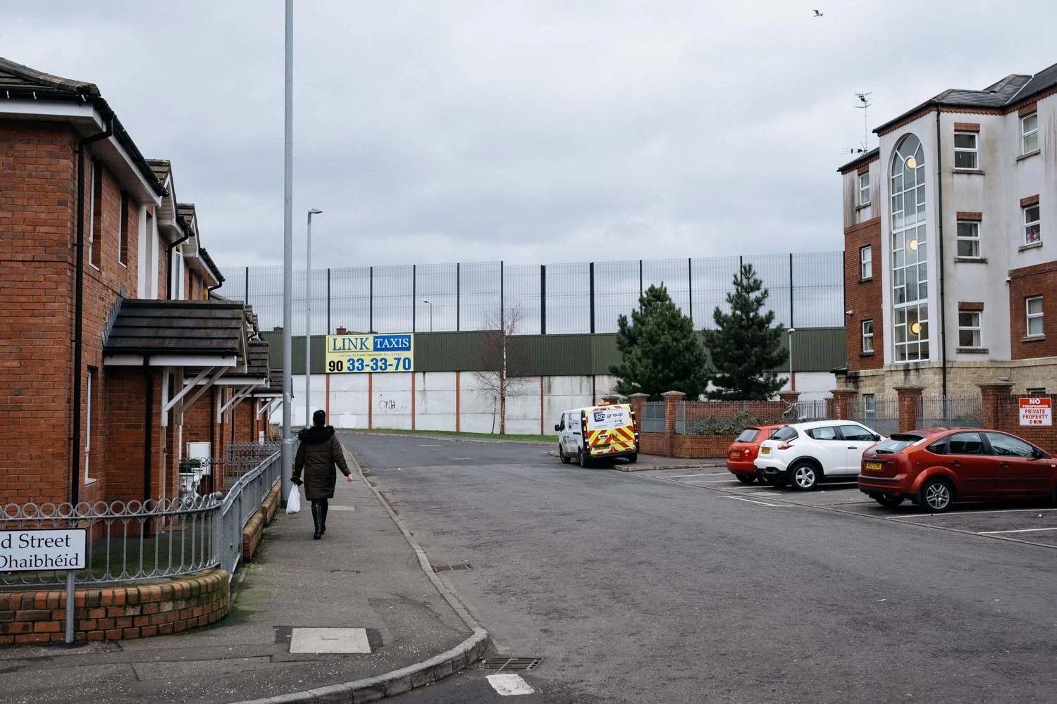 Part of the "peace wall" dividing the loyalist Shankill Road and the republican Falls Road.