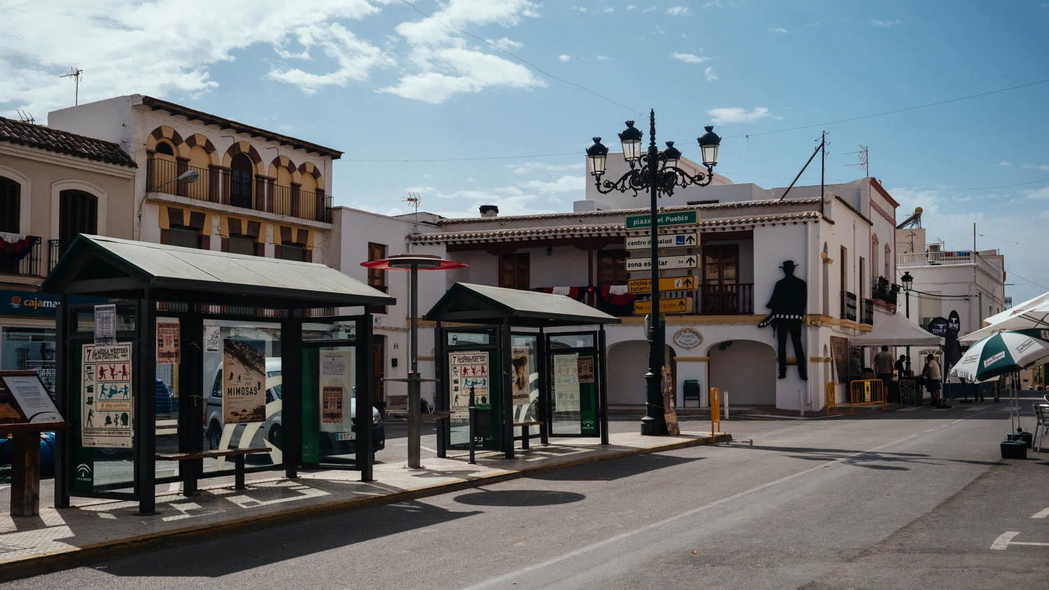 The town of Tabernas has a silhouette cut-out of Clint Eastwood hanging on a building in the central plaza.