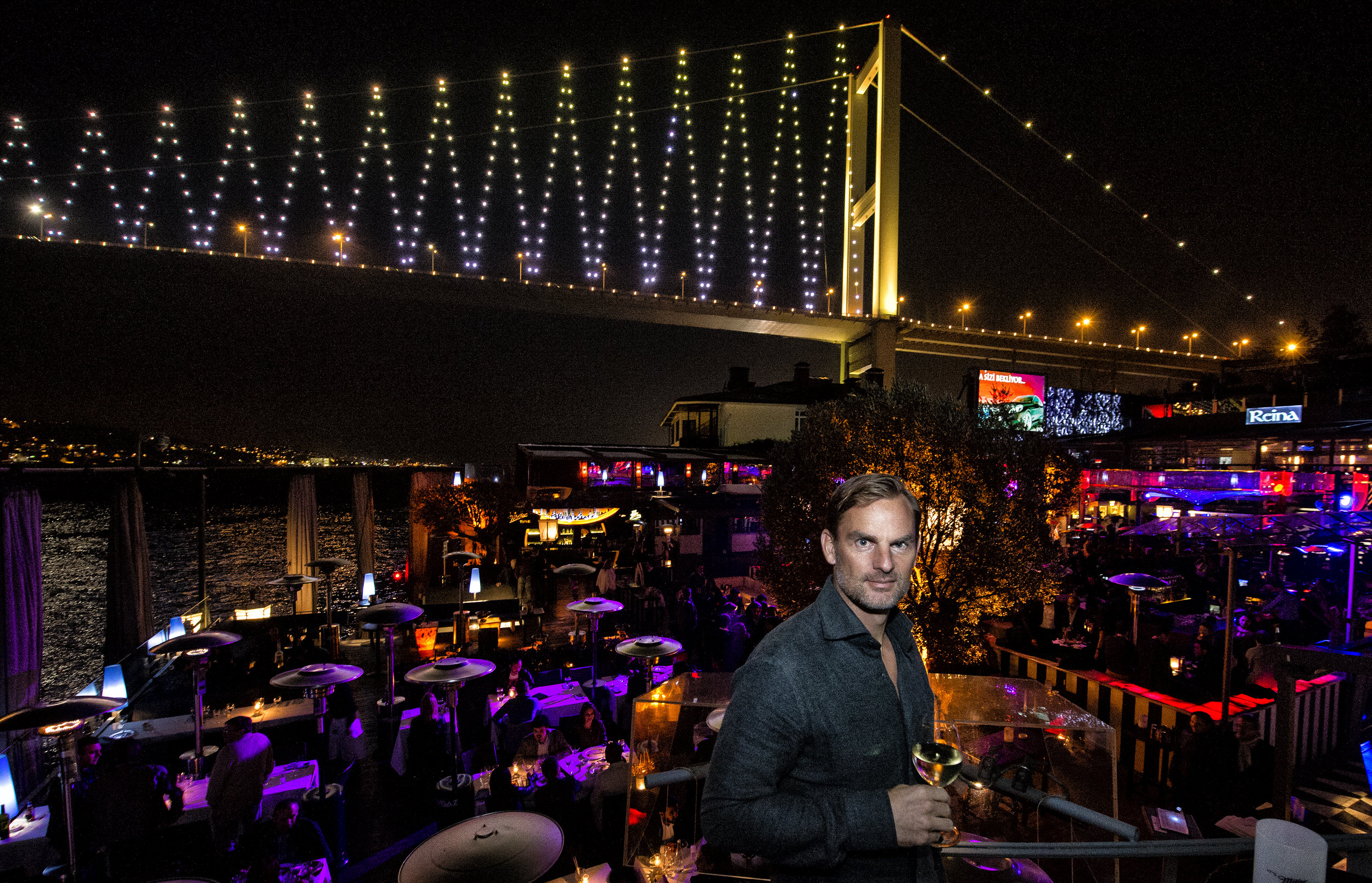 Dutch soccer player Ronald de Boer at the famous nightclub Reina in Istanbul for LXRY-magazine