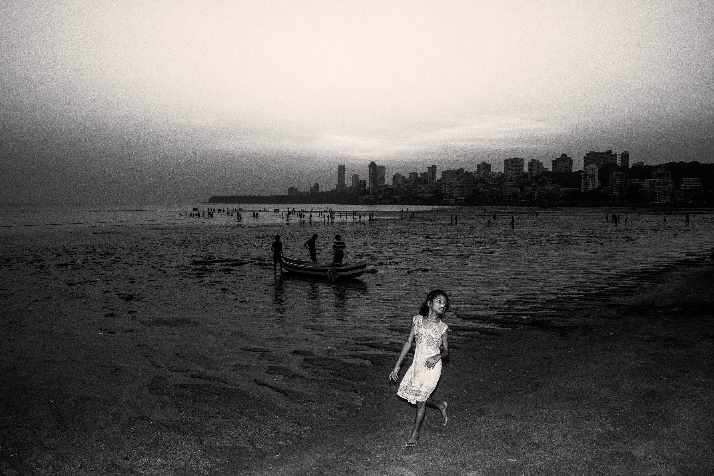 Girl on Chowpatty Beach Mumbai India for National Geographic