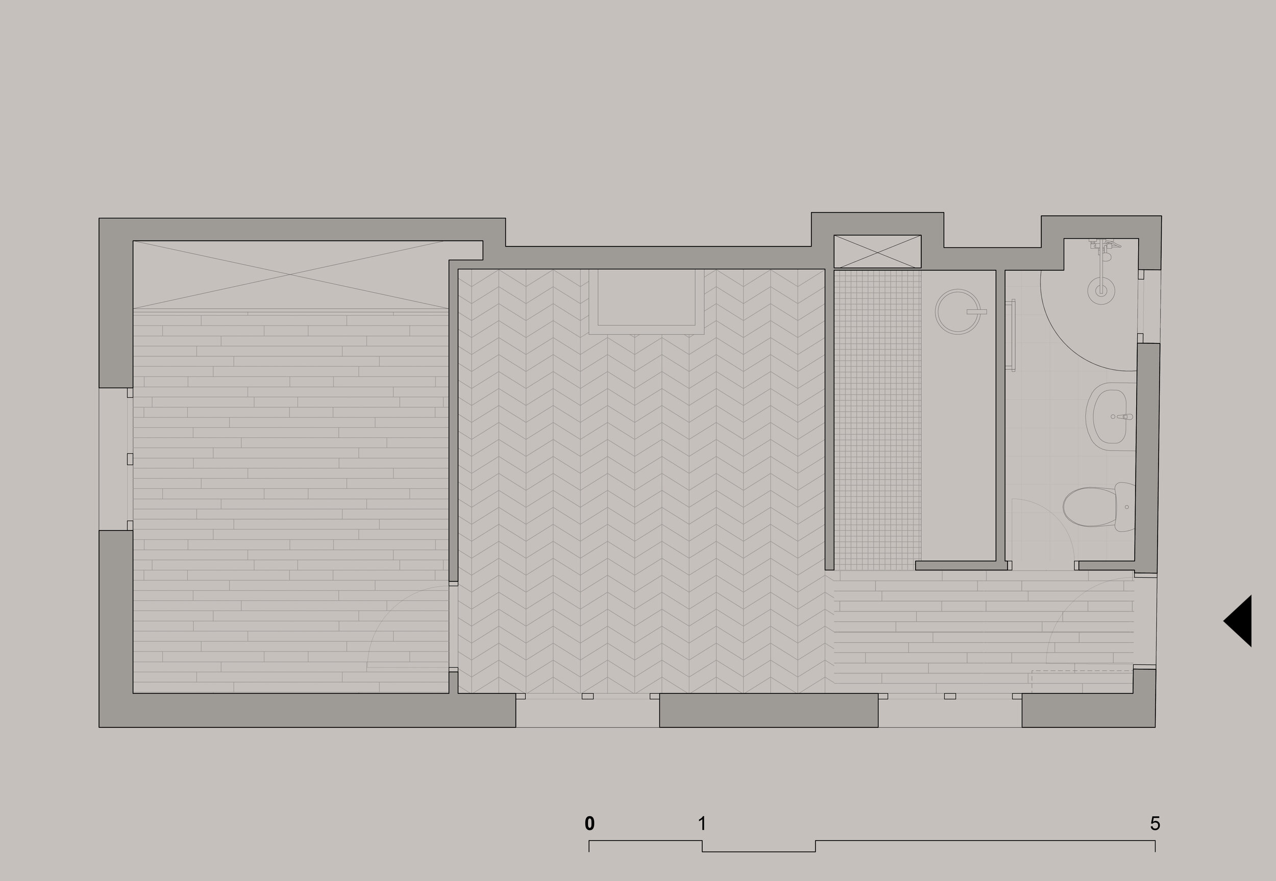 Plan avant travaux d’un appartement de 34 m² à Paris 9