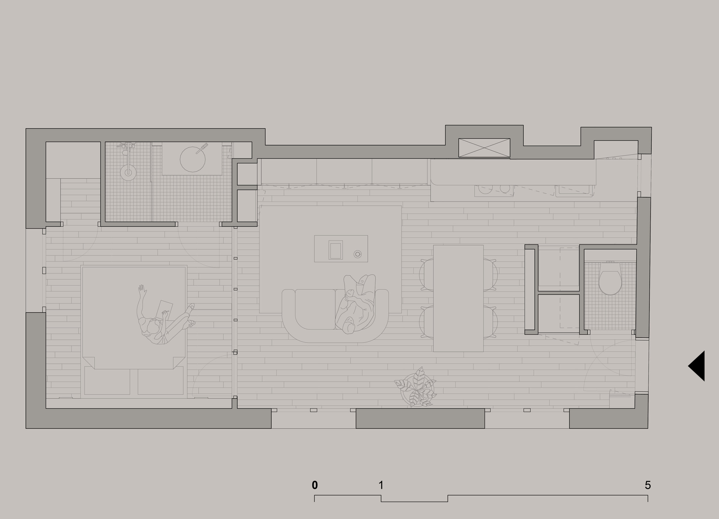 Plan après travaux d’un appartement rénové à Notre-Dame-de-Lorette