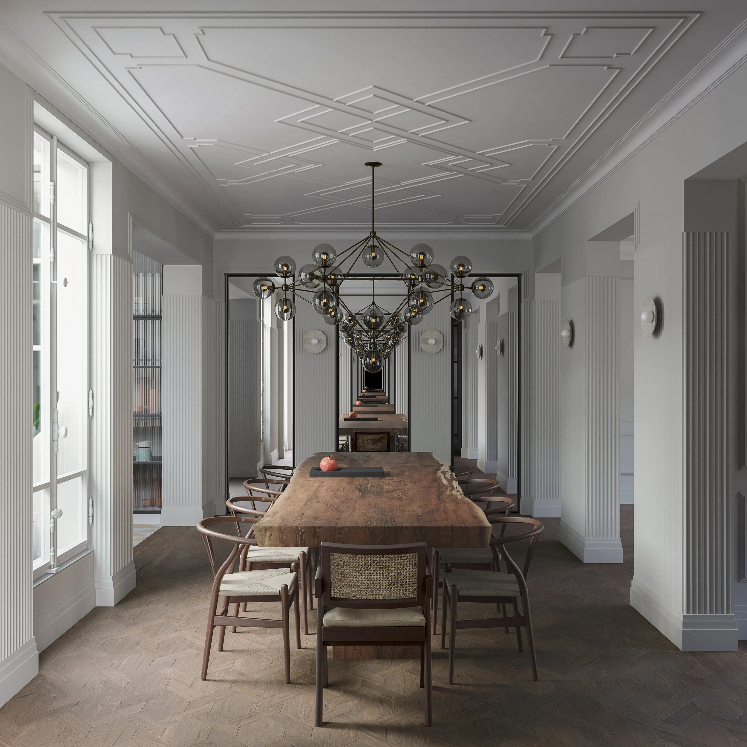 Salle à manger d’un appartement haussmannien rénové à Paris 2