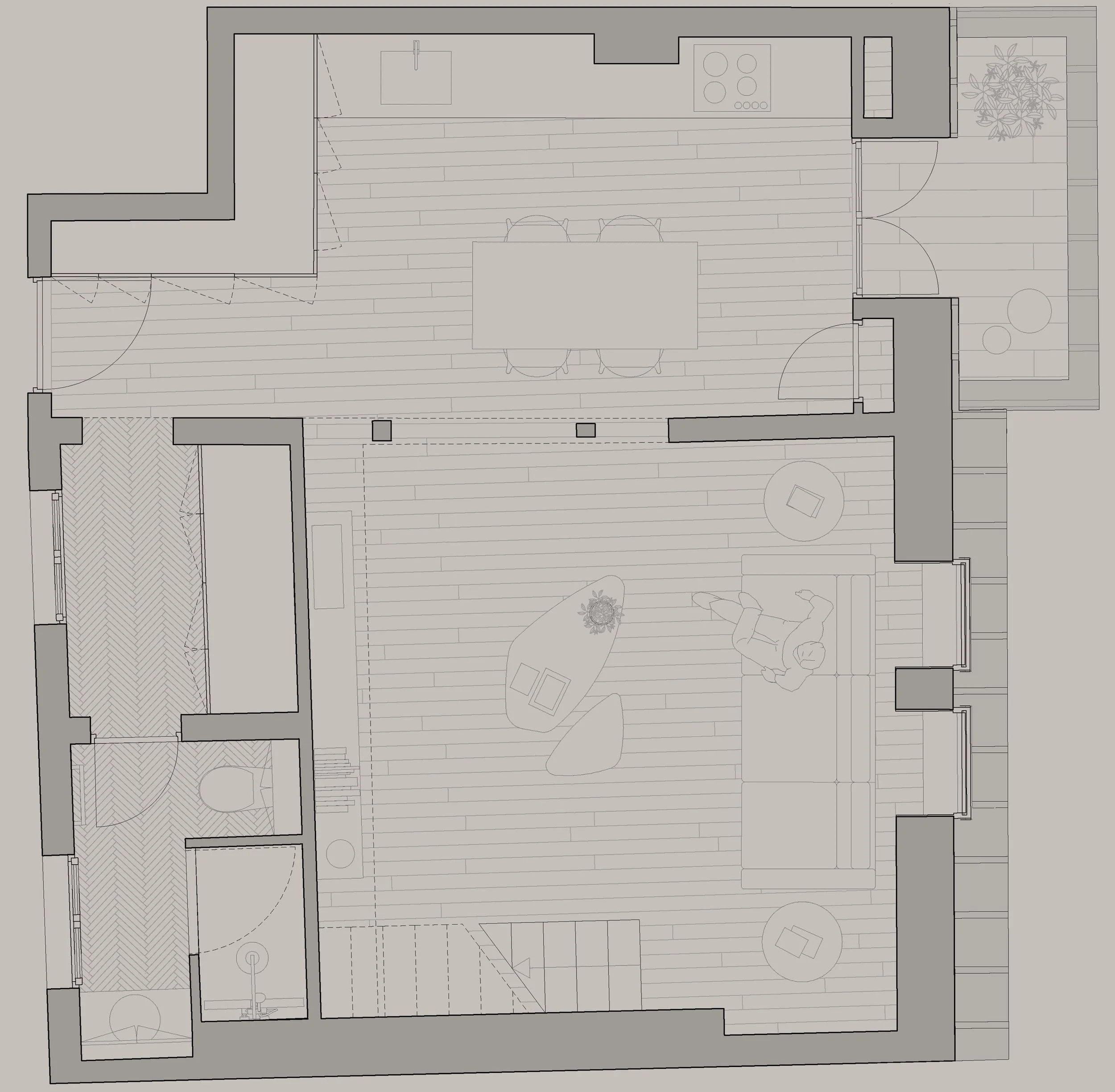 Plan de l’appartement après rénovation dans le quartier Saint-Georges à Paris 9