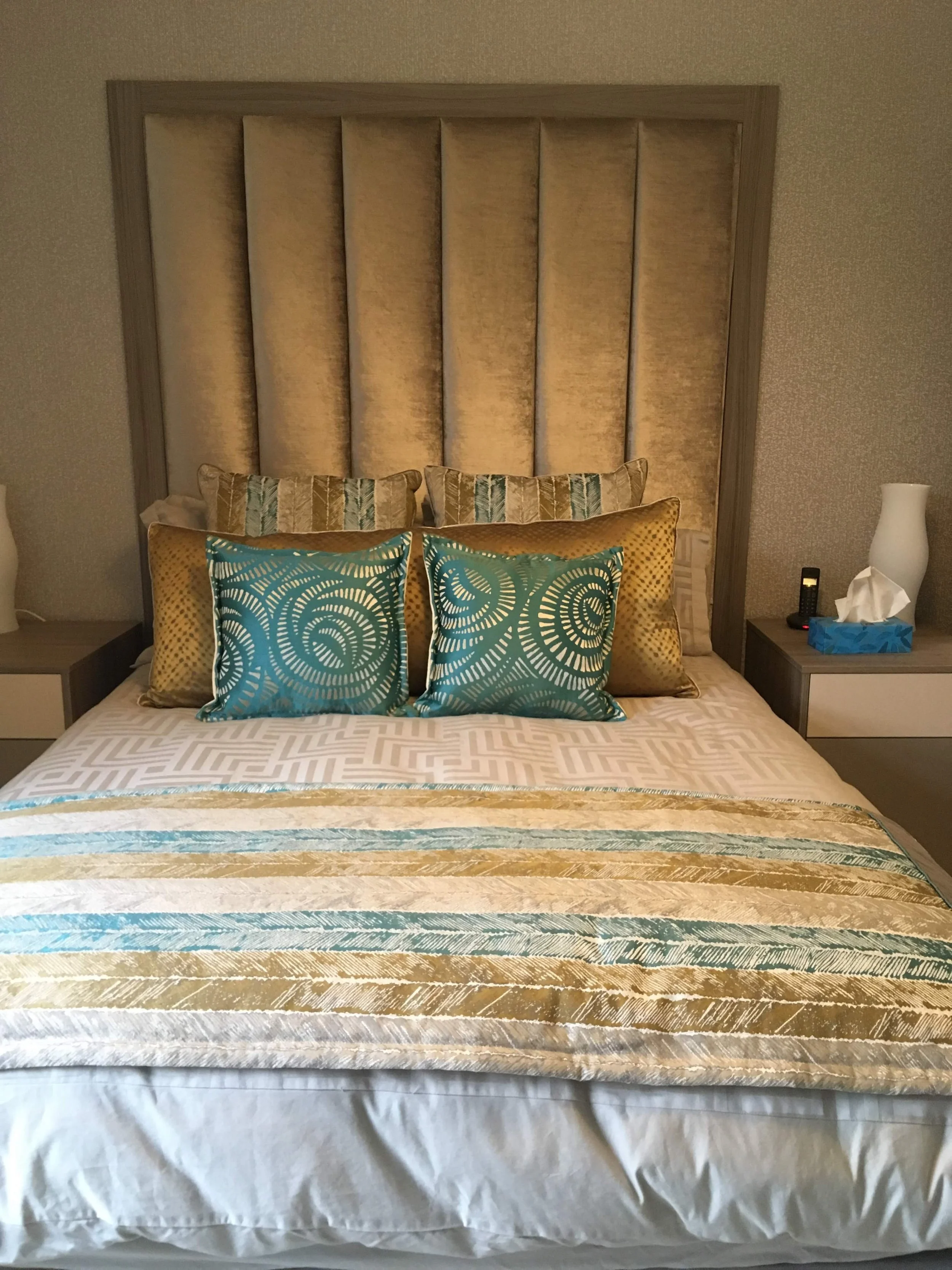 Headboard, Cushions and Throw