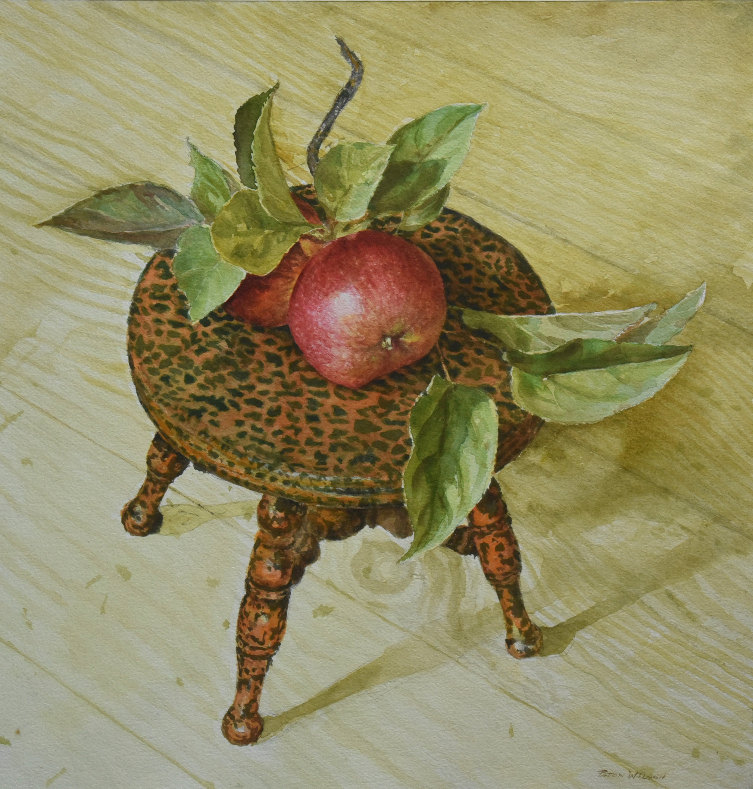  "LEOPARD APPLES" Watercolor 18 x 17.5 