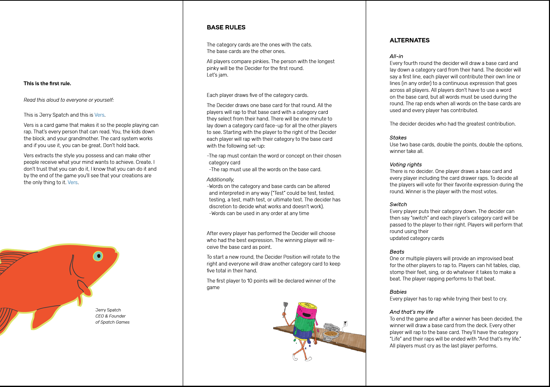 early version of the inside instruction layout