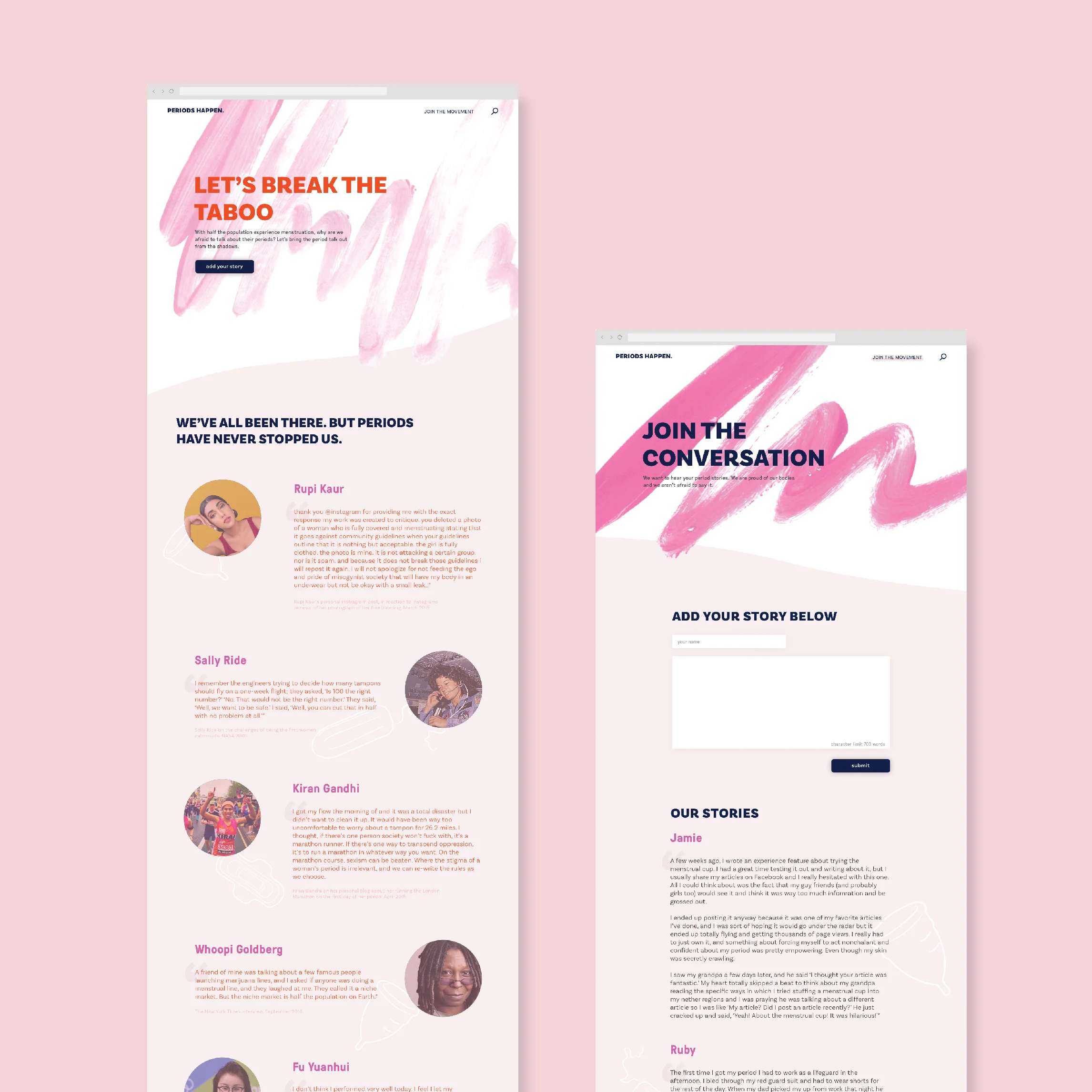 Extended Homepage and Join the Conversation Page Design