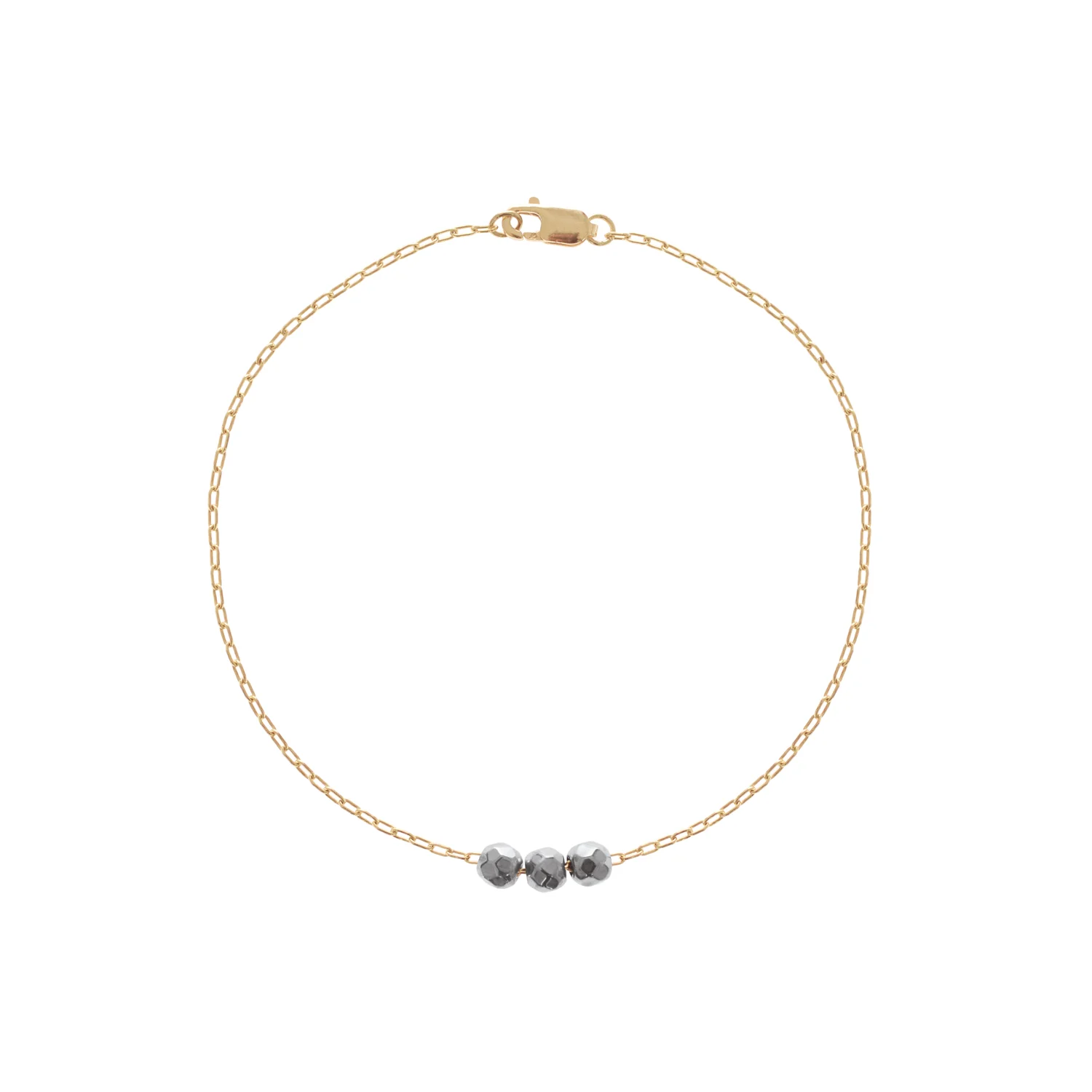 Gold & Silver Three Bead Bracelet