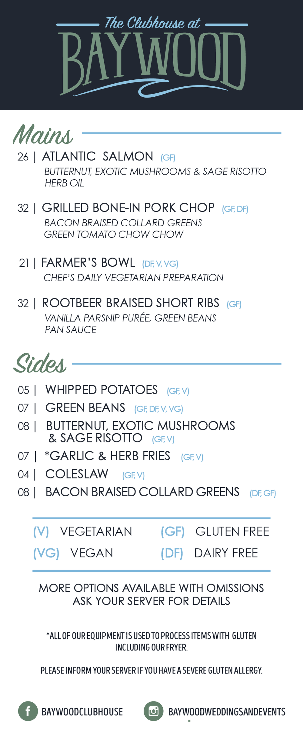 View Our Menu Millsboro Restaurant The Clubhouse at Baywood