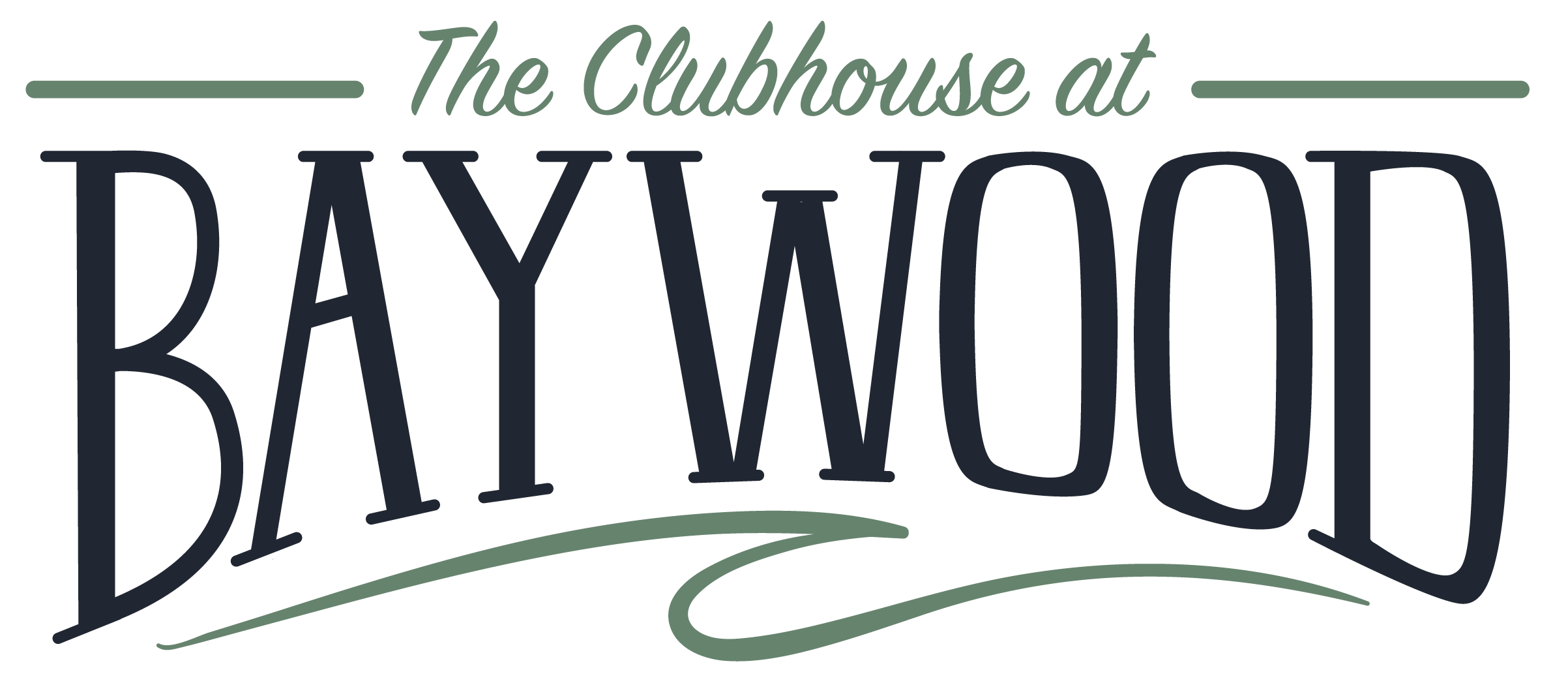 Text reads 'The Clubhouse at DAYWOOD' with stylized lettering and decorative lines.