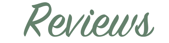 The word 'Reviews' written in large cursive font on a transparent background.