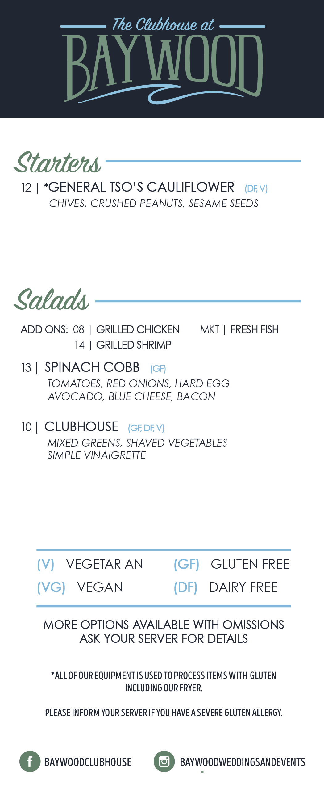 View Our Menu Millsboro Restaurant The Clubhouse at Baywood