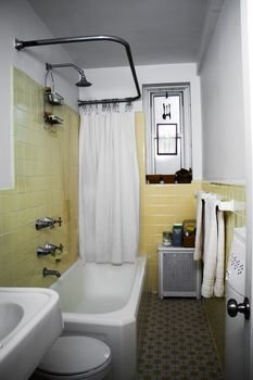 Enormous Bathtub, original tile and fine fixtures