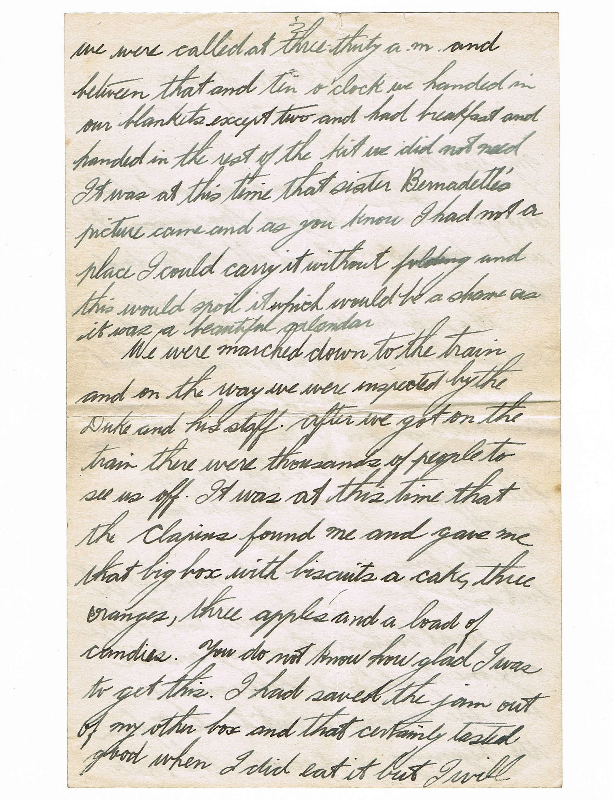 Second page of handwritten letter